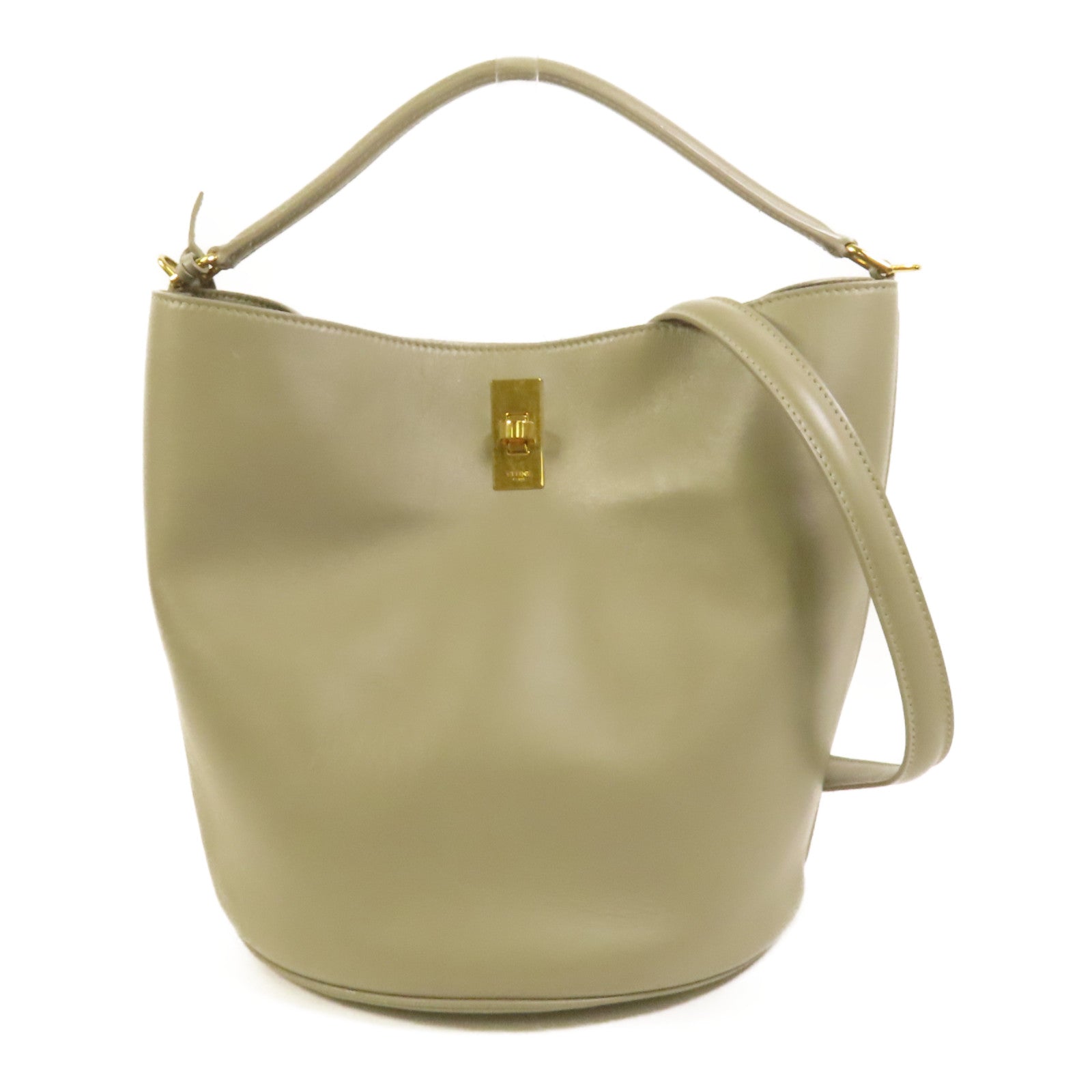 CELINE 牛皮皮革Bucket 16金扣手挽肩背兩用袋