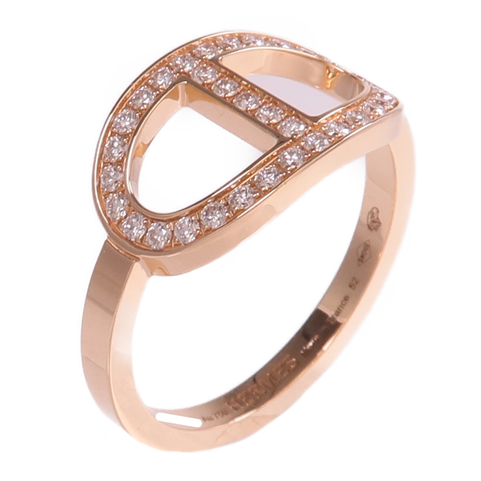 HERMES 18K玫瑰金Chaine d'ancre Contour鑽石戒指