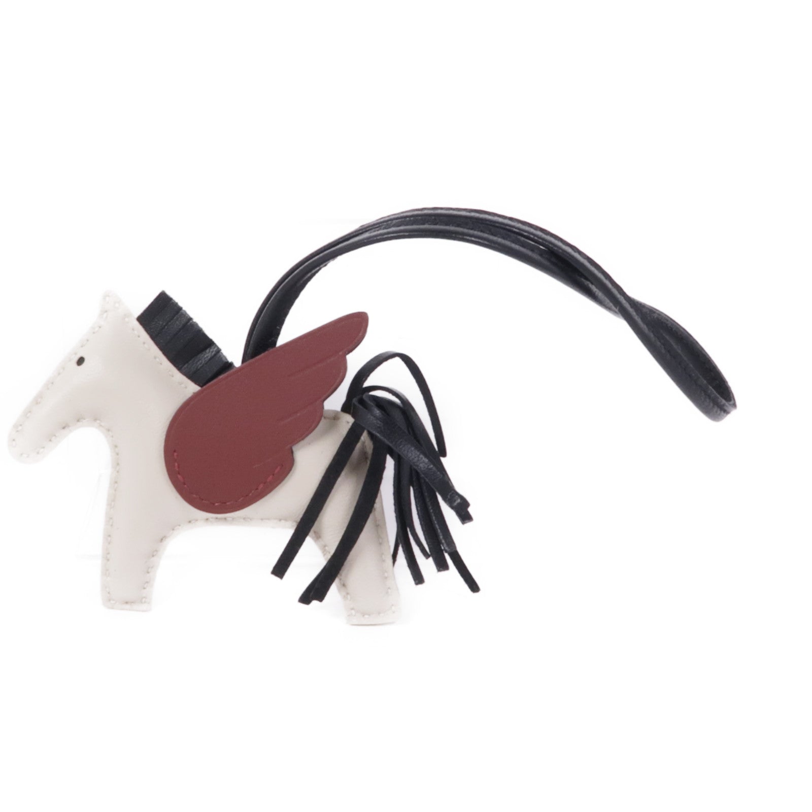 HERMES Rodeo Pegase PM Charm Milo Veau Swift Leather Craie Noir Rouge H