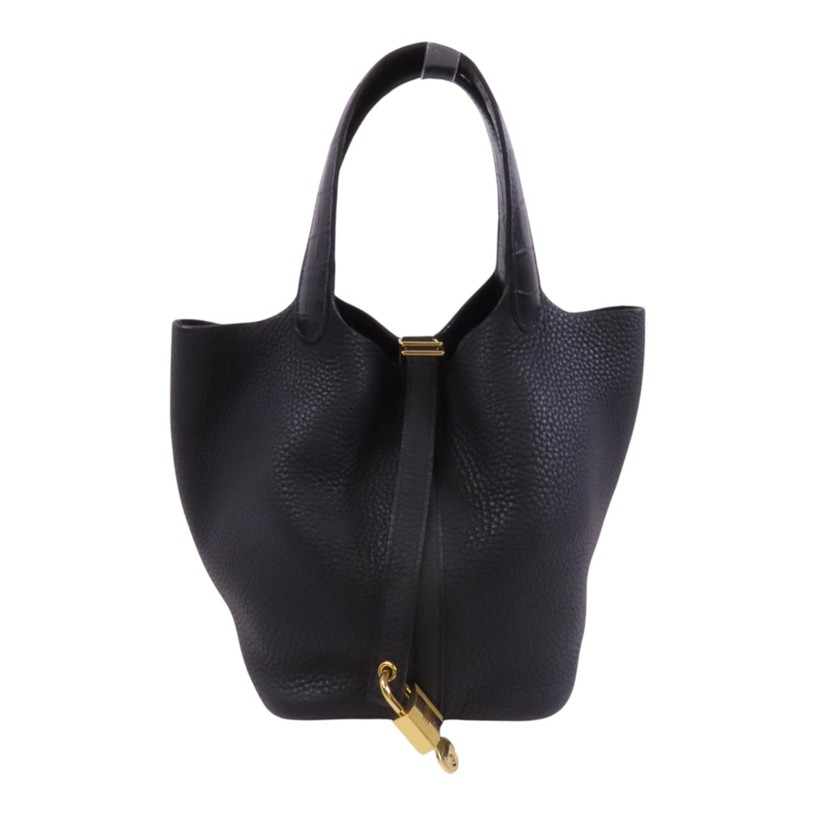 HERMES Clemence皮革/鱷魚皮革Picotin PM Touch金扣手挽袋