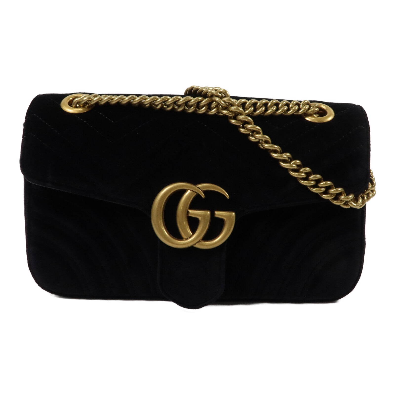 GUCCI 天鵝絨GG Marmont Shoulder Bag鏈帶肩背袋