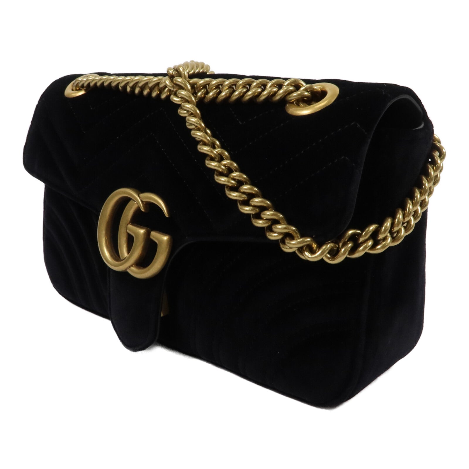 GUCCI 天鵝絨GG Marmont Shoulder Bag鏈帶肩背袋