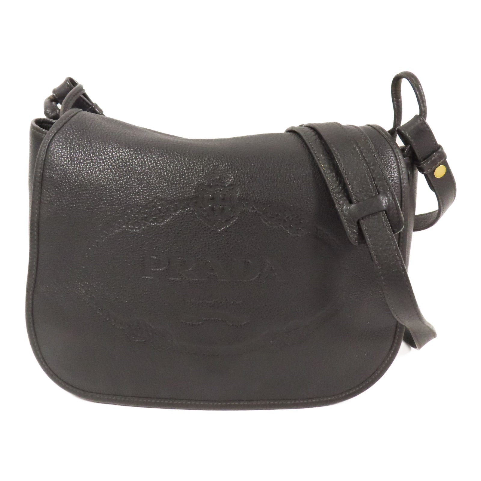 PRADA 牛皮皮革Shoulder Bag 金扣肩背袋