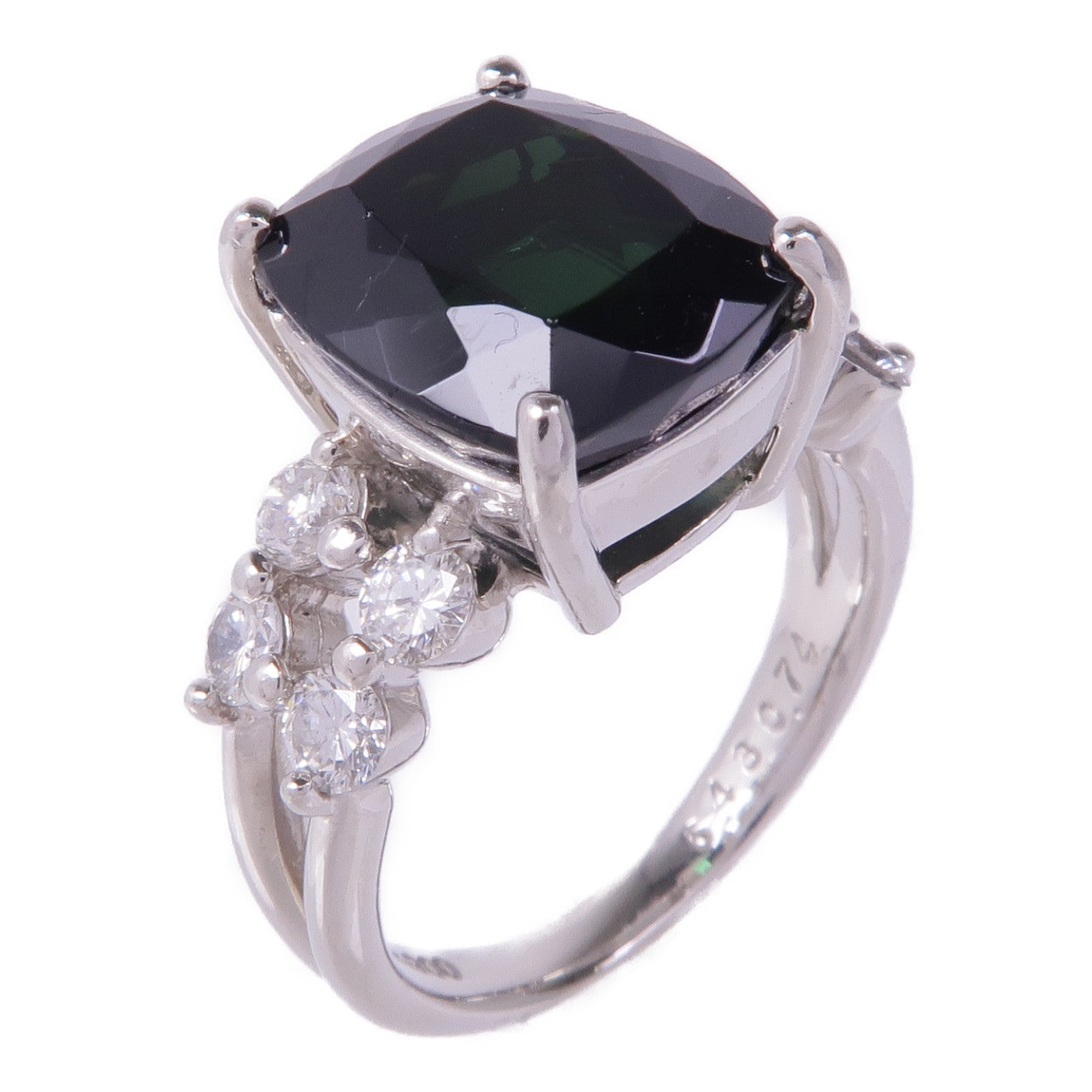 JEWELRY PT900鉑金Tourmaline Diamond Ring電氣石/鑽石戒指US#6.25