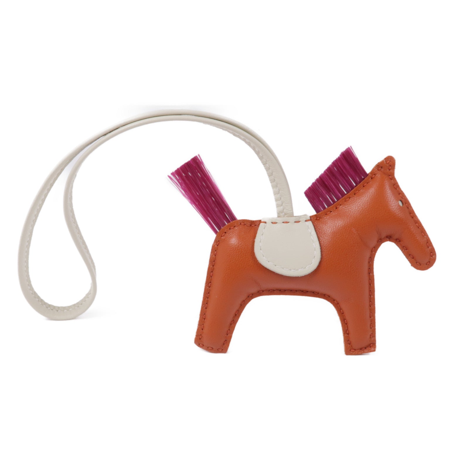 HERMES Rodeo PM GriGri Charm Lambskin Leather Horse Hair Cornaline White Purple