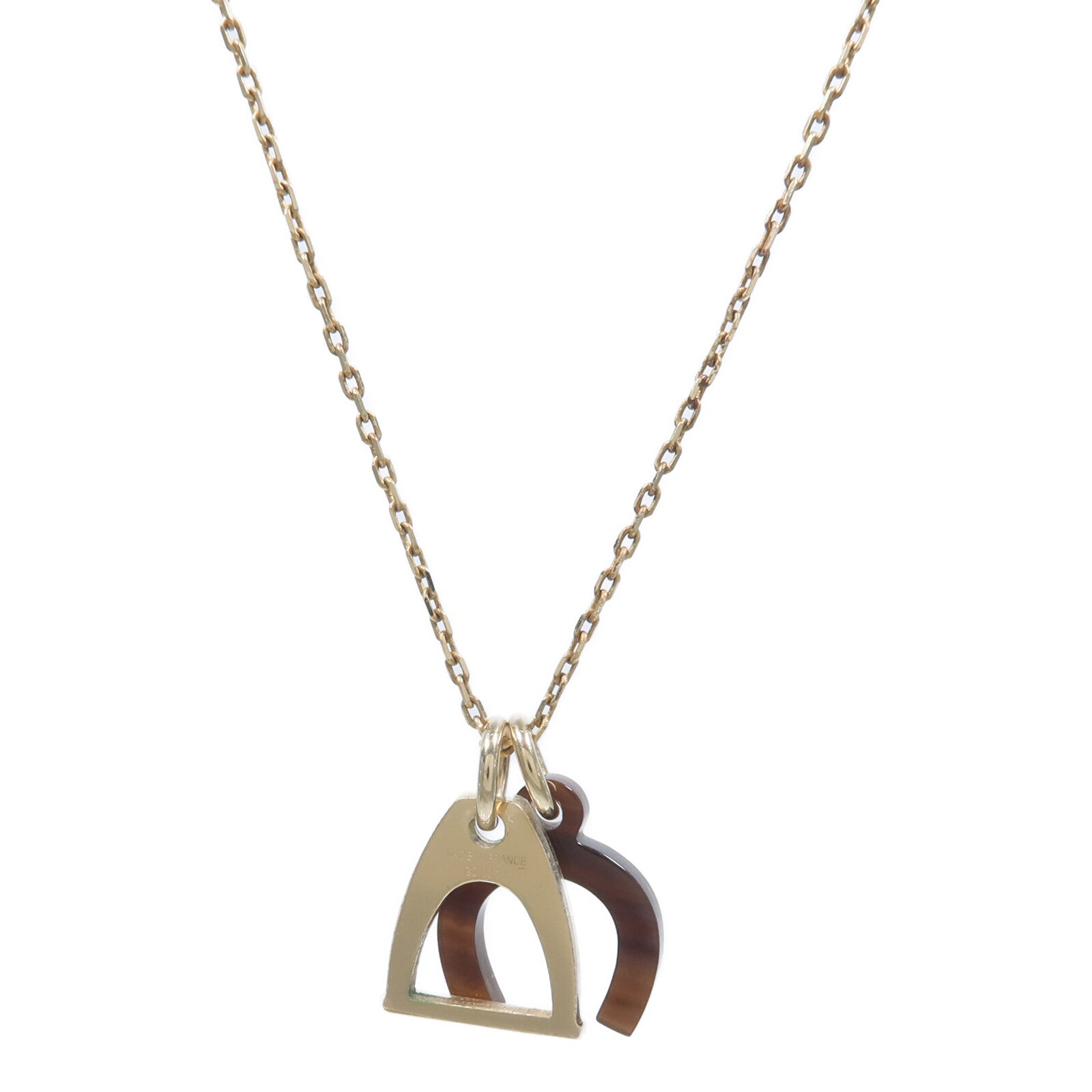 HERMES 水牛角/金屬Amulette Equestre Necklace項鍊