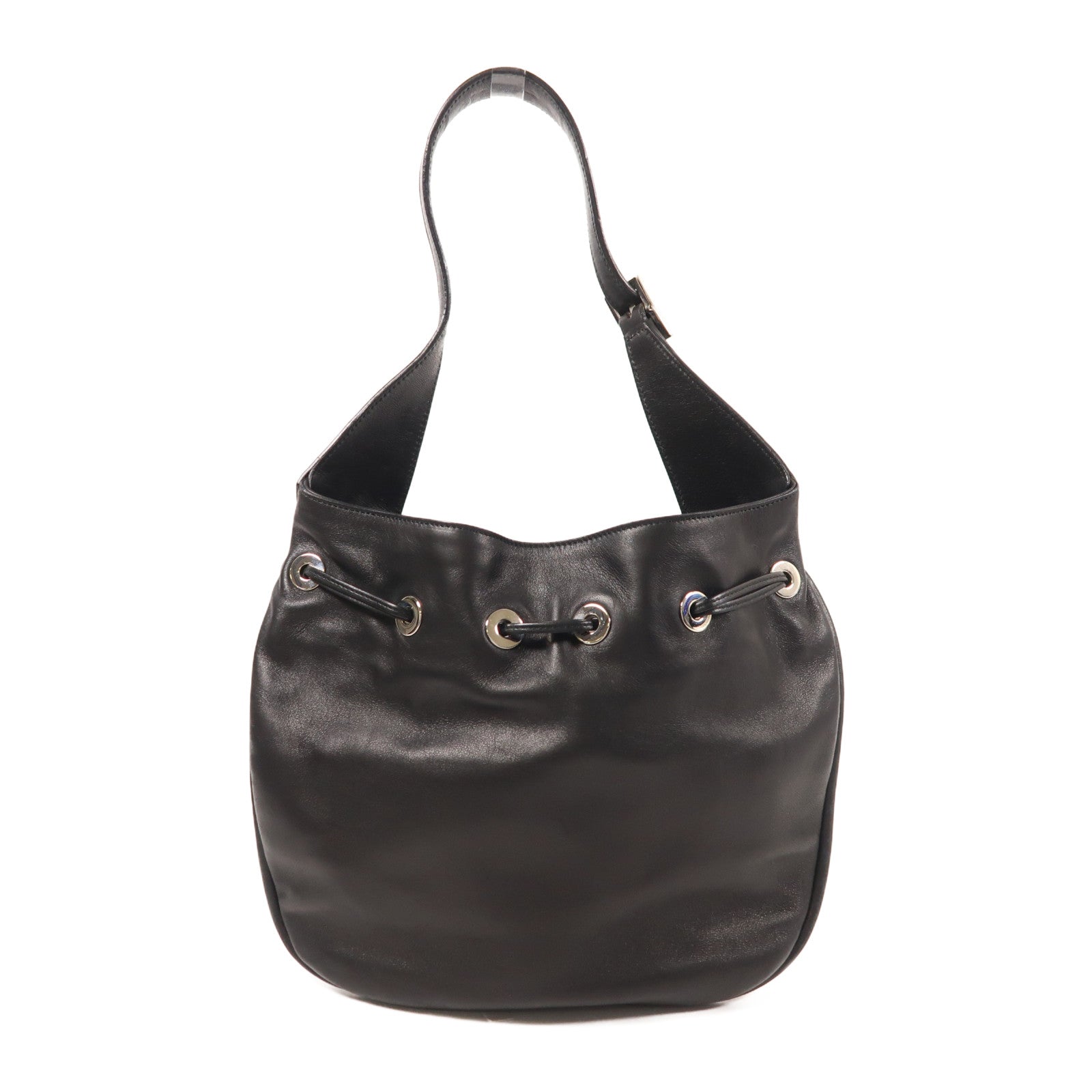 GUCCI GG GHW Shoulder Bag 001.4034 Calfskin Leather Black