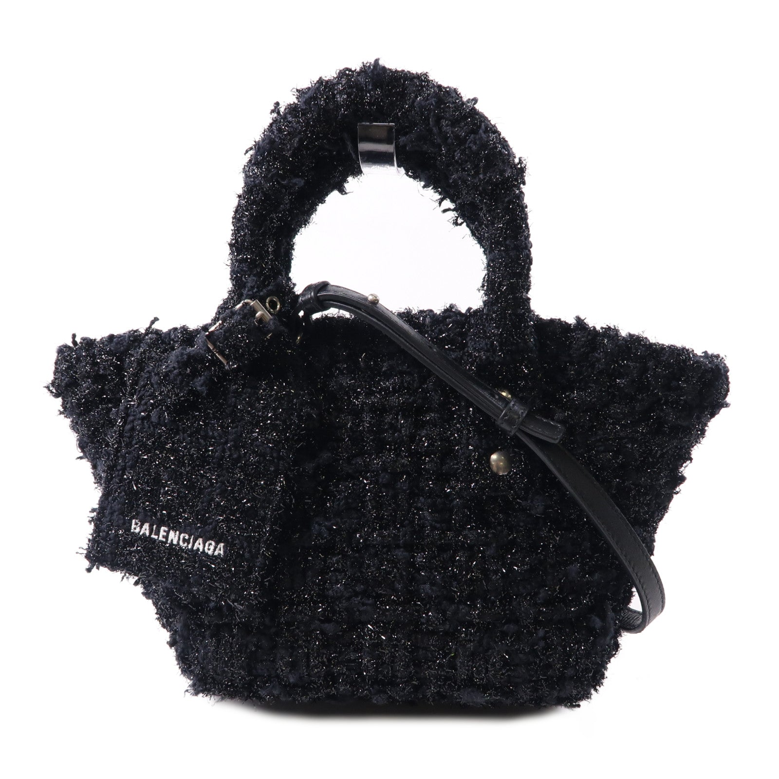 BALENCIAGA SHW Mini Bistro 2way Shoulder Bag Tweed Black