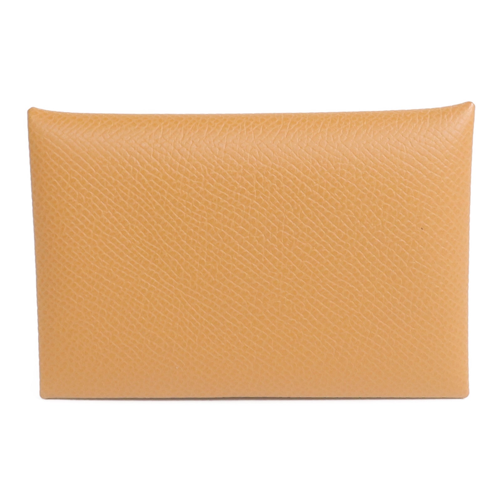 HERMES Epsom皮革Calvi銀扣卡片套Gold