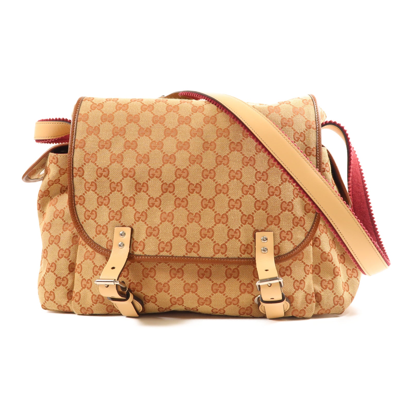 GUCCI 帆布Shoulder Bag銀扣肩背袋