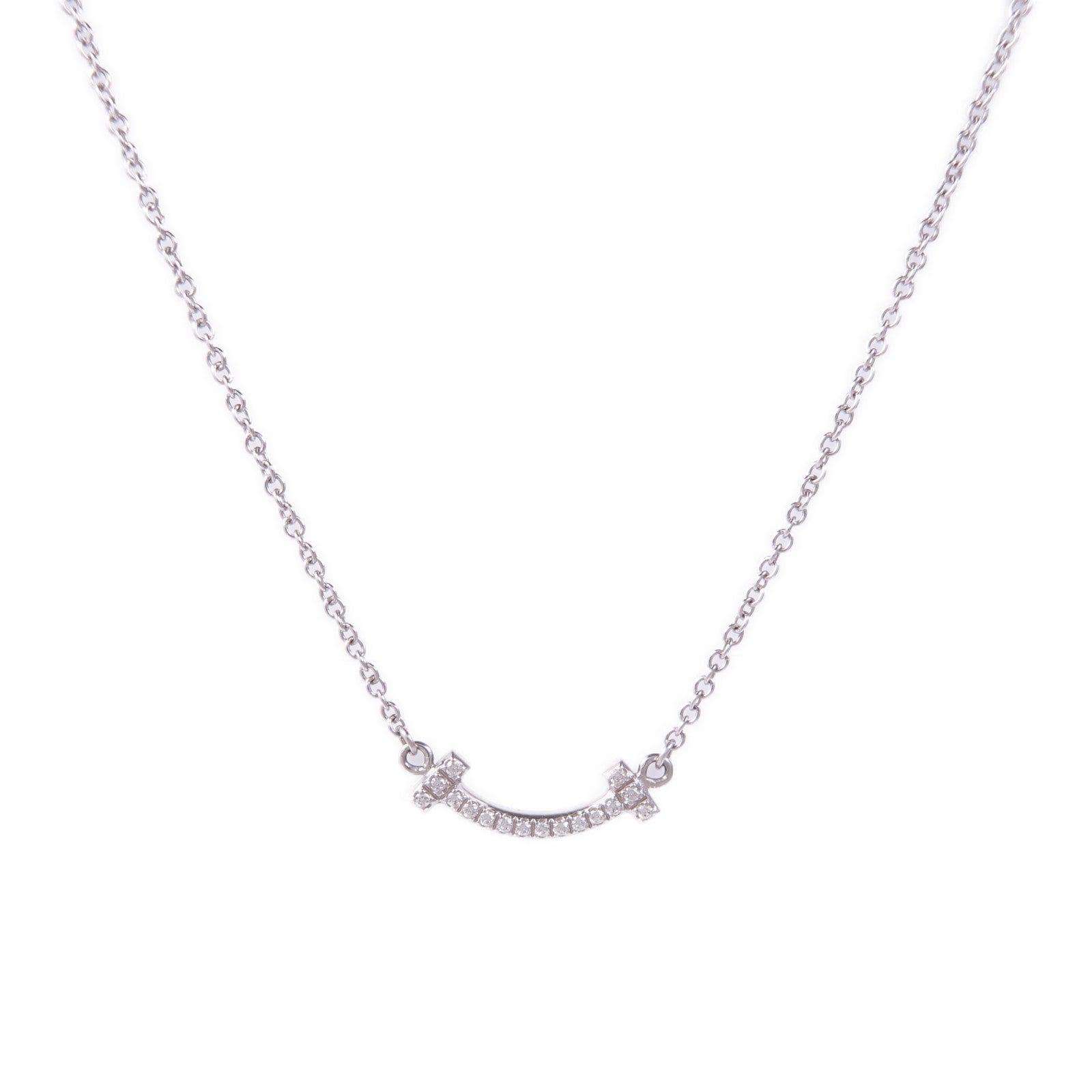 TIFFANY&CO 18K白金T Smile鑽石項鍊