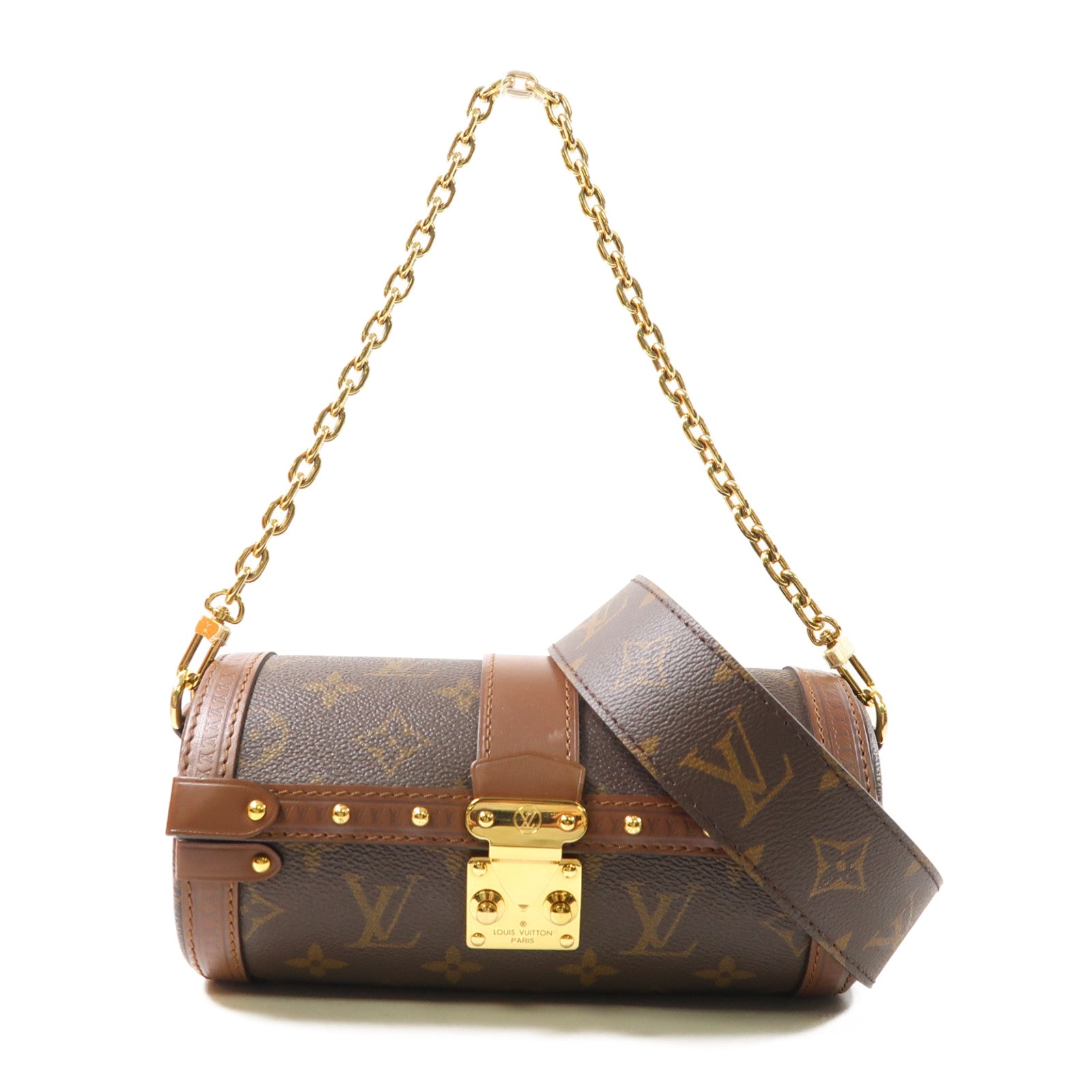 LOUIS VUITTON Monogram Papillon Trunk金扣手挽肩背兩用袋棕色