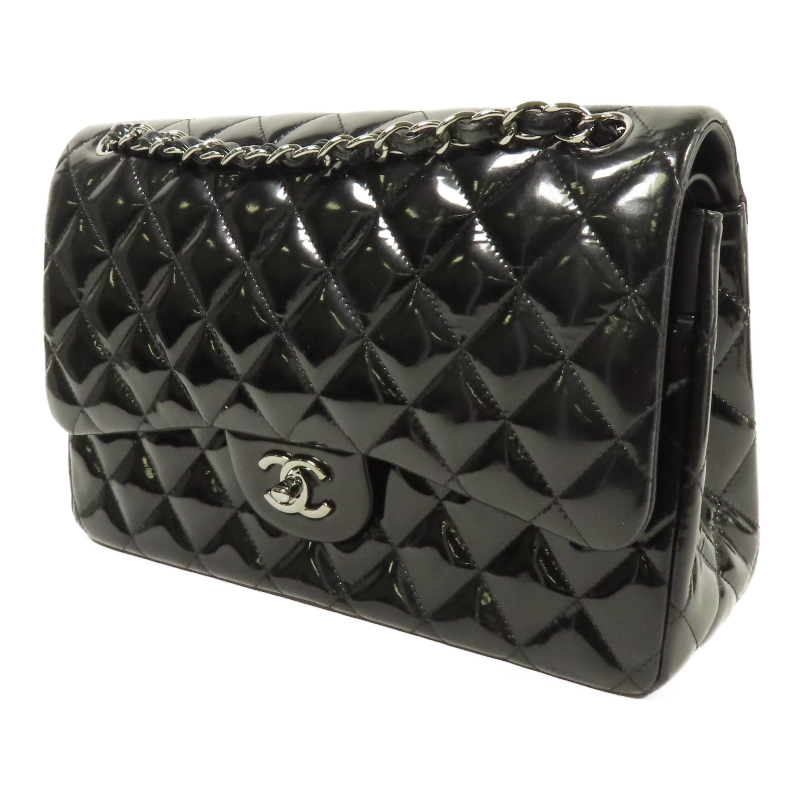 CHANEL 漆皮皮革Large Classic鏈帶肩背