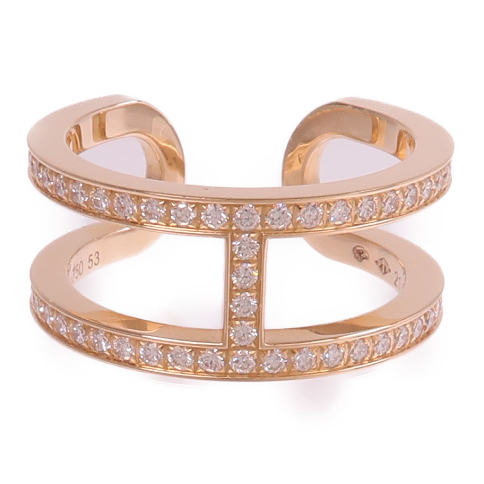 HERMES 18K玫瑰金Ever Chaine D'ancre Ring鑽石戒指