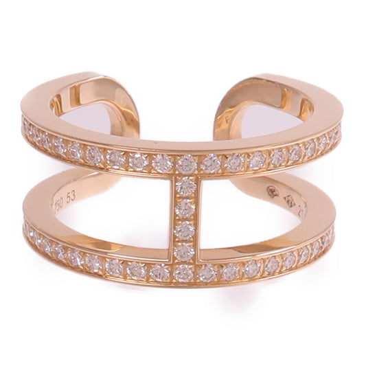 HERMES 18K玫瑰金Ever Chaine D'ancre Ring鑽石戒指