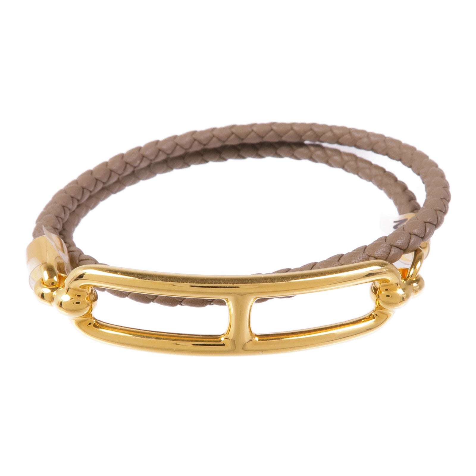 HERMES Swift皮革Roulis Double Tour金扣手鏈18 Etoupe