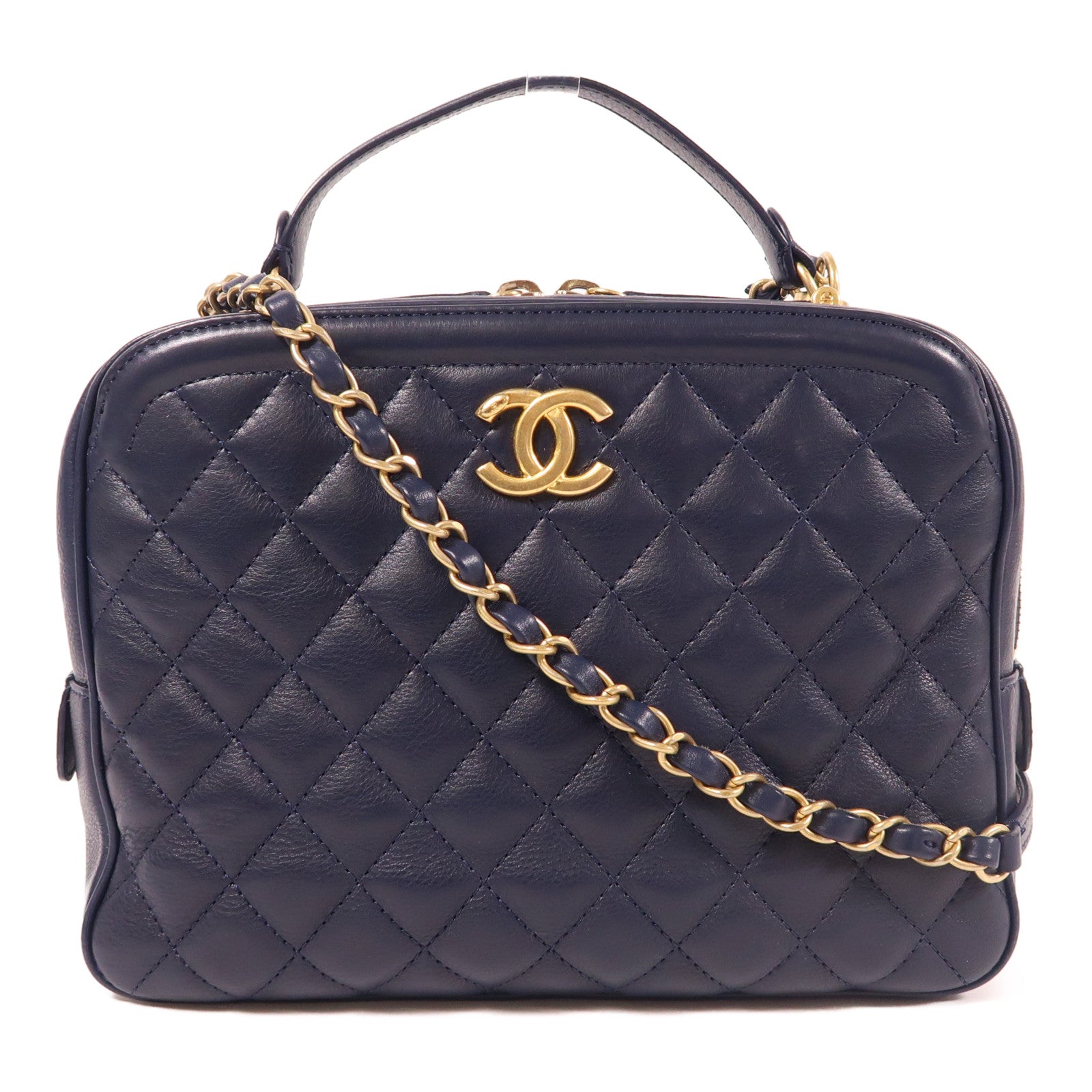 CHANEL 牛皮皮革2 Way Shoulder金扣手挽肩背兩用袋