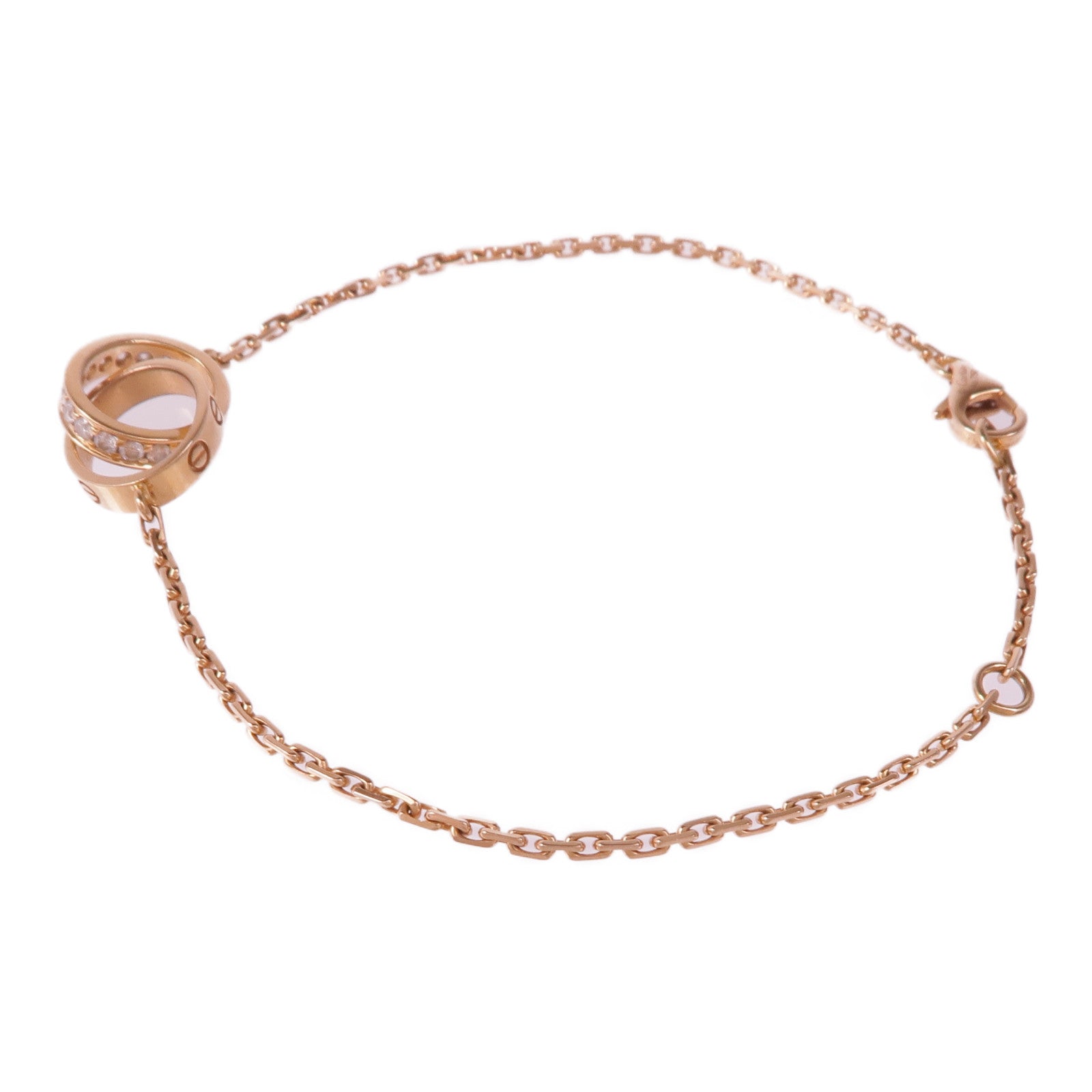CARTIER 18K玫瑰金Love Bracelet On Chain鑽石手鏈