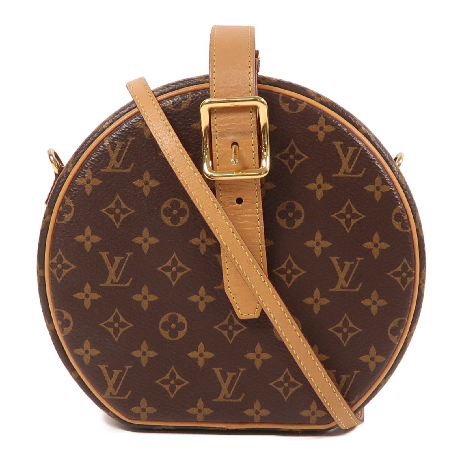 LOUIS VUITTON Monogram Petite Boite Chapeau金扣肩背袋棕色