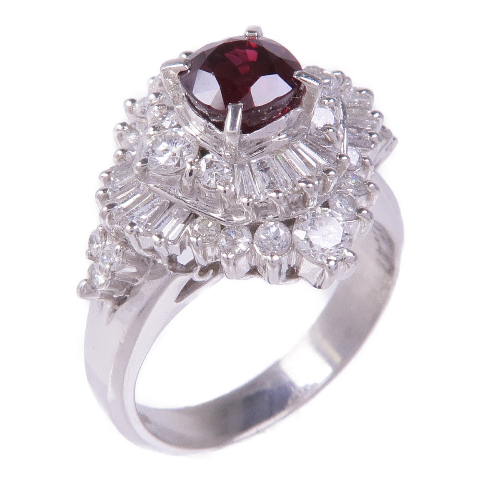 JEWELRY PT900鉑金Ruby Diamond Ring紅寶石/鑽石戒指US#6