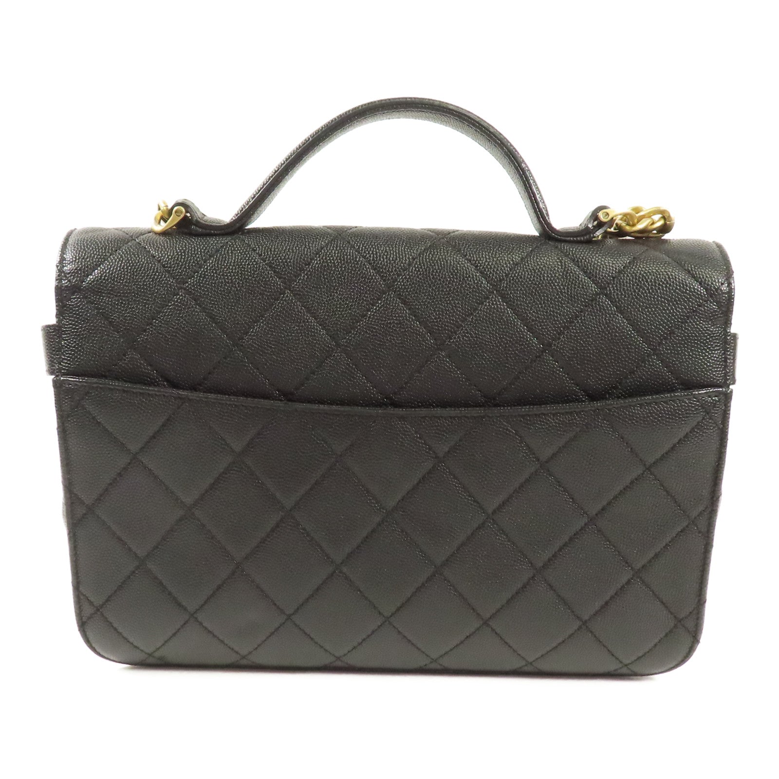 CHANEL 牛皮皮革Chain Shoulder金扣手挽肩背兩用袋