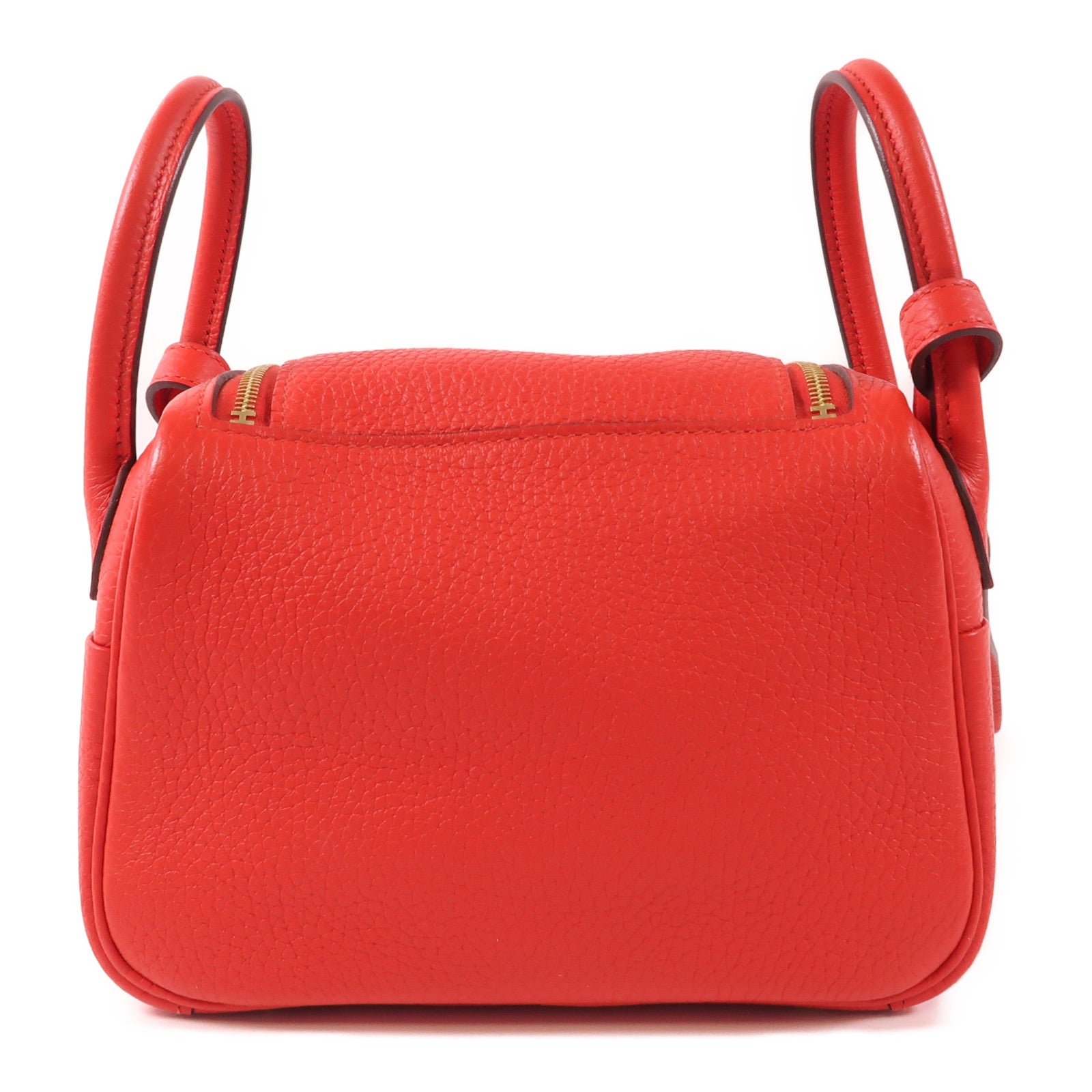 HERMES【激減優惠】 Clemence皮革Mini Lindy金扣手挽肩背兩用袋Rouge De Coeur