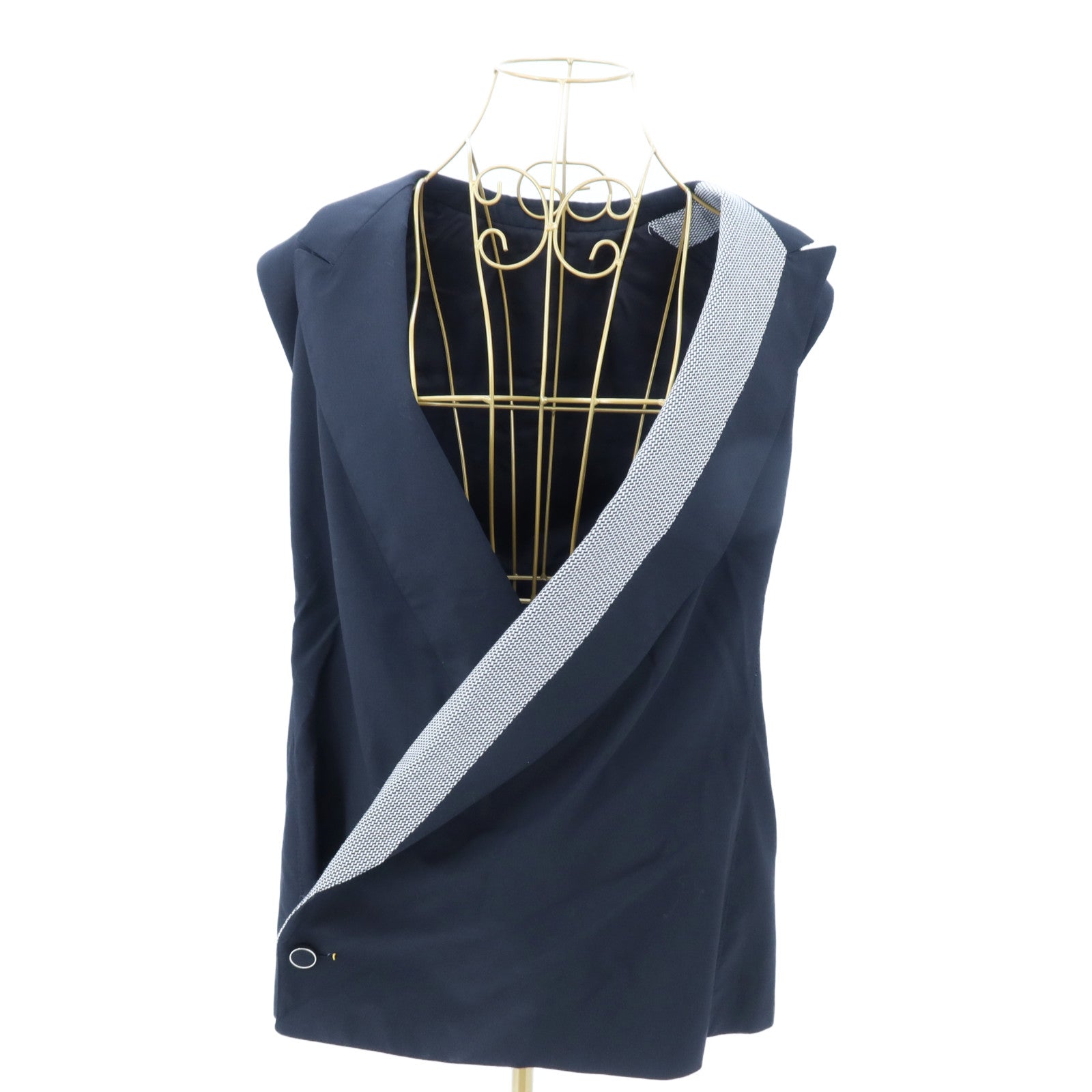LOUIS VUITTON Wool/Silk Tie Detail Sleeveless Wrap Vest Blazer外套