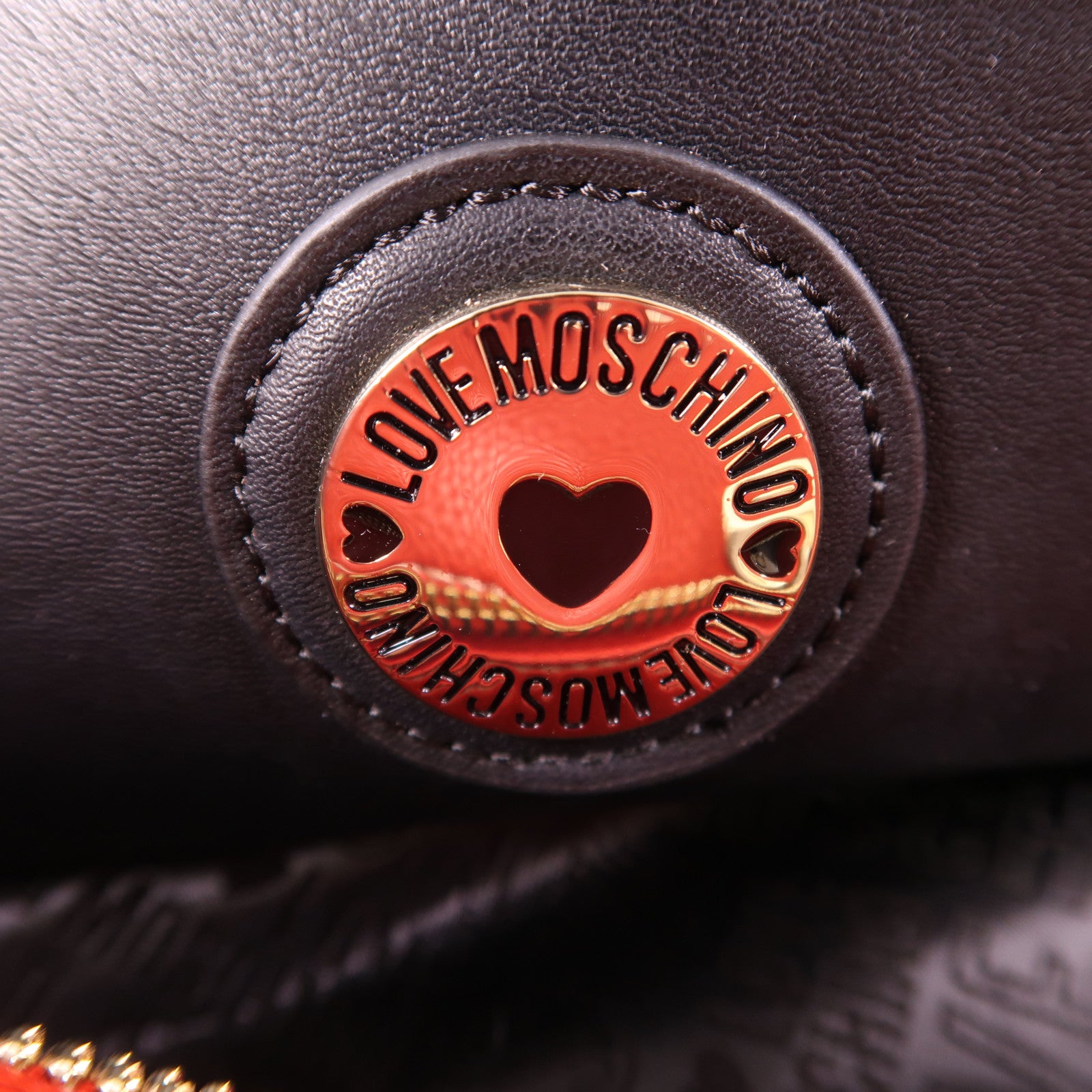 MOSCHINO 牛皮皮革2 Way Shoulder金扣手挽肩背兩用袋