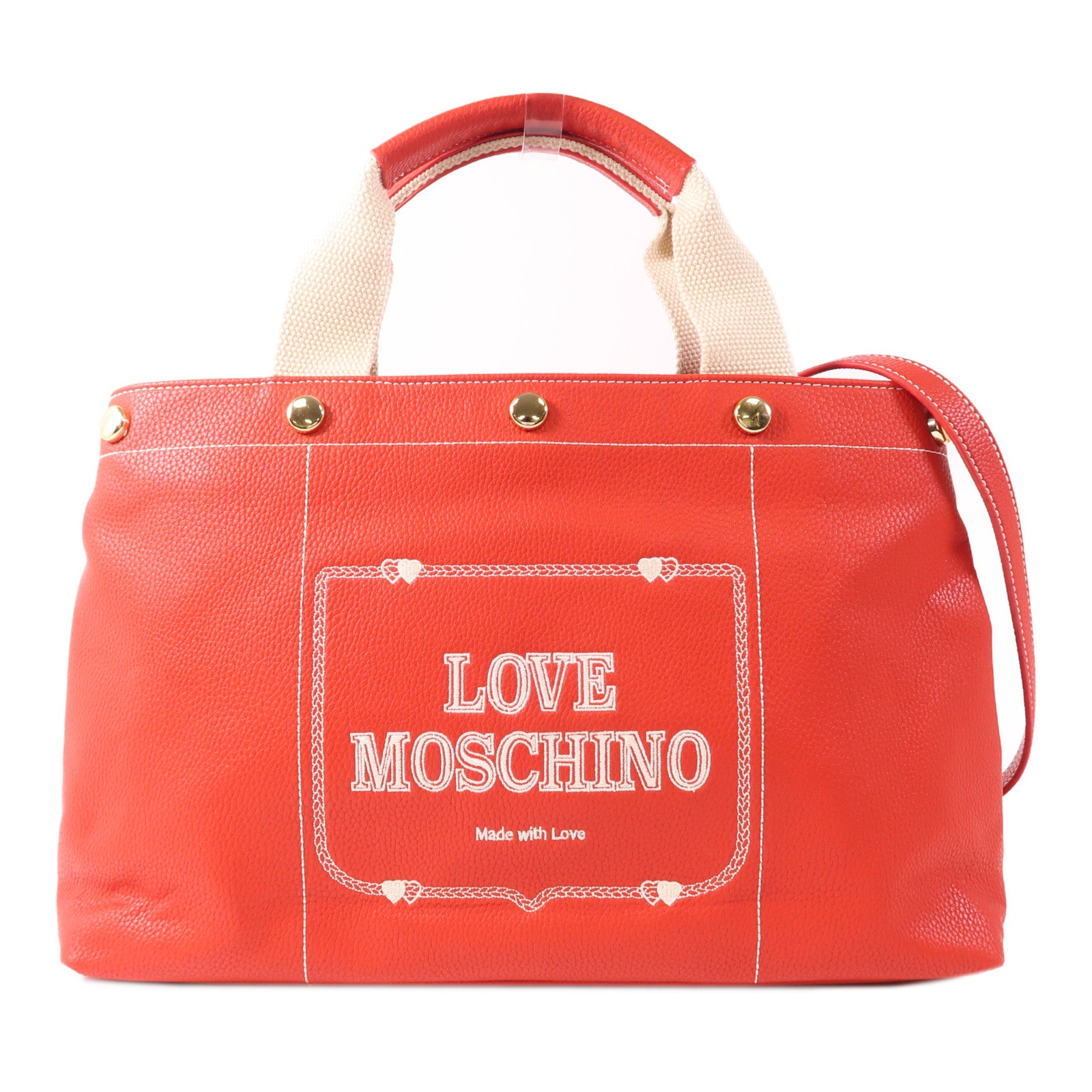 MOSCHINO 牛皮皮革2 Way Shoulder金扣手挽肩背兩用袋