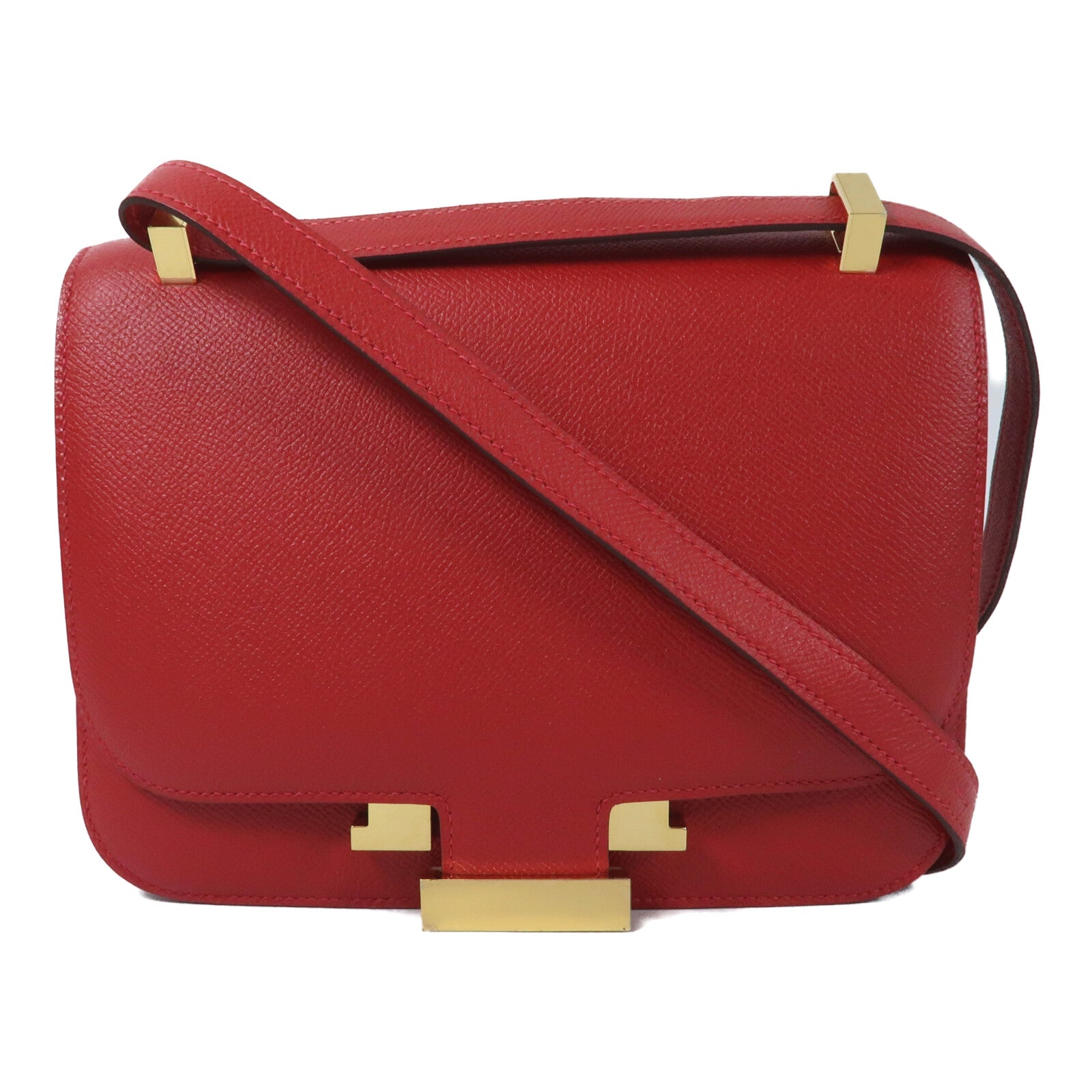 HERMES Epsom皮革Constance 24金扣肩背袋Rouge Casaque