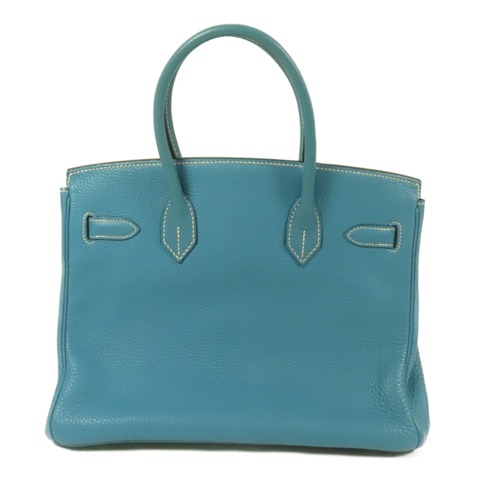 HERMES Togo皮革Birkin 30銀扣手挽袋Blue Jean