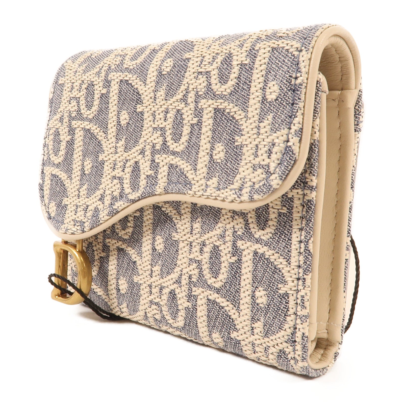 Dior 帆布Saddle Lotus金扣錢包