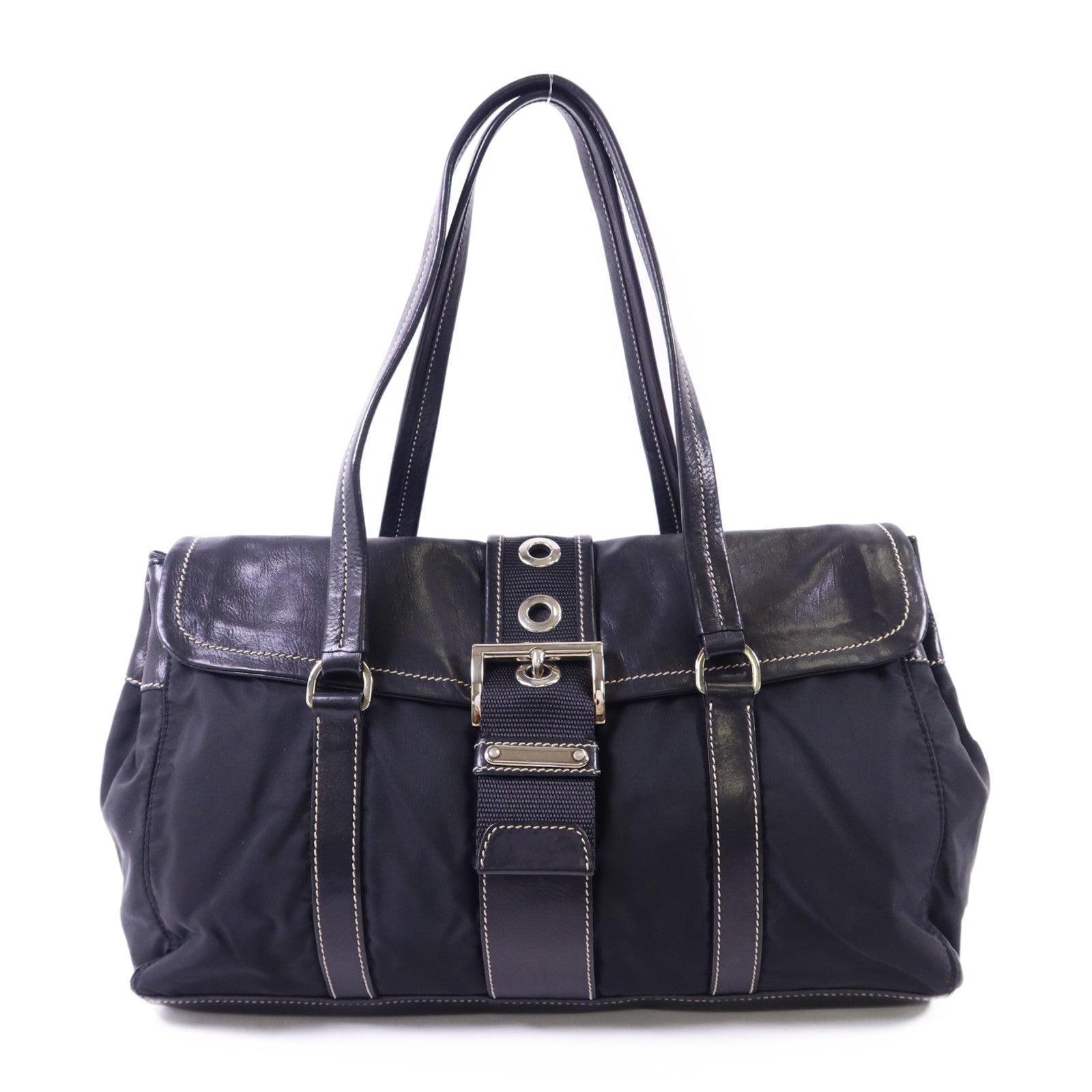 PRADA 尼龍Shoulder Bag銀扣肩背袋