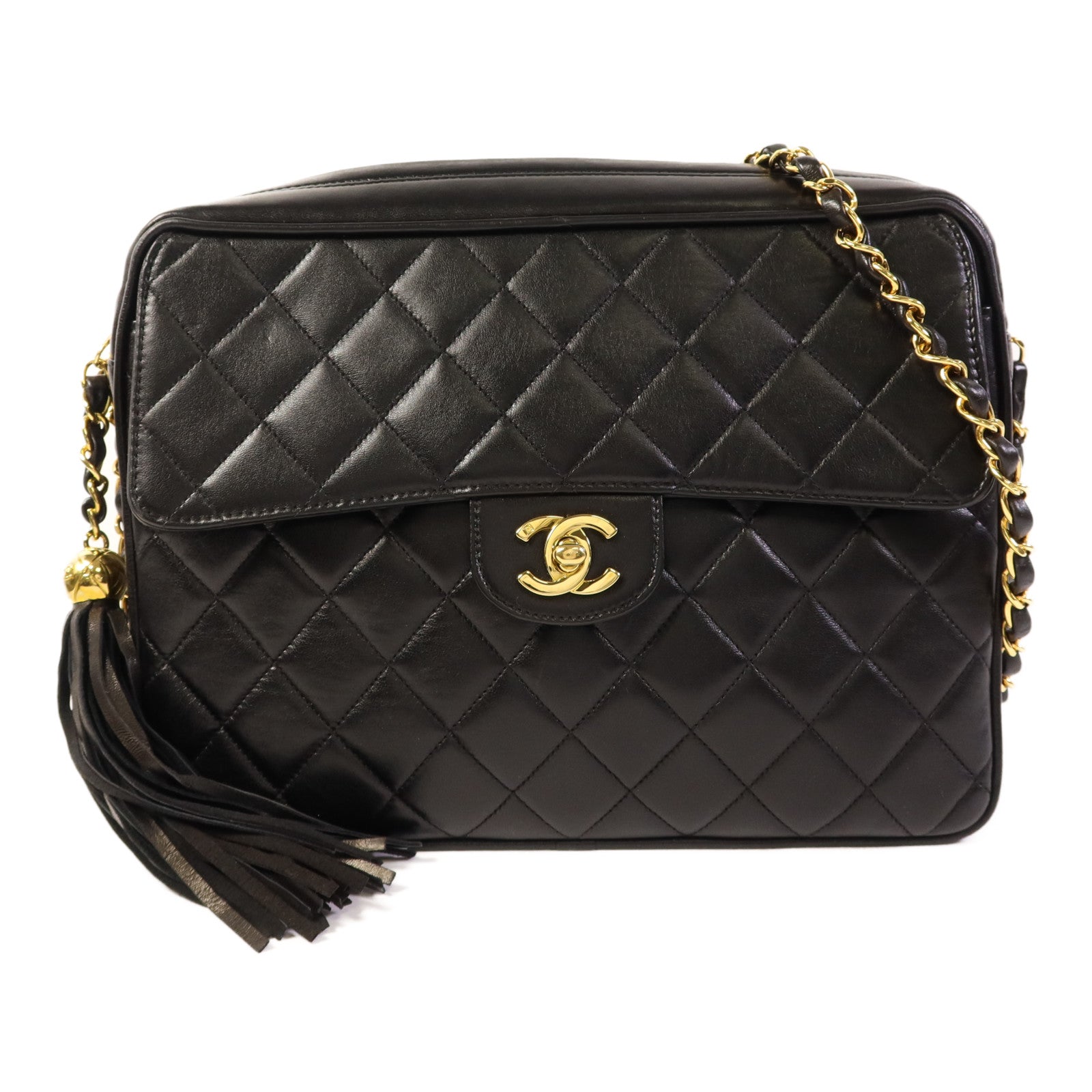 CHANEL 羊皮皮革Chain Shoulder金扣鏈帶肩背袋