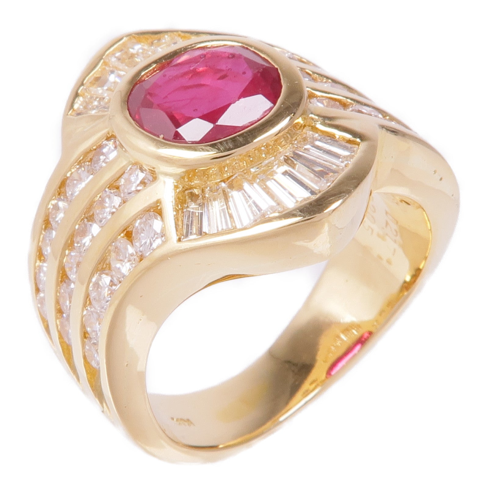 JEWELRY 18K黃金Ruby Diamond Ring紅寶石/鑽石戒指US#5