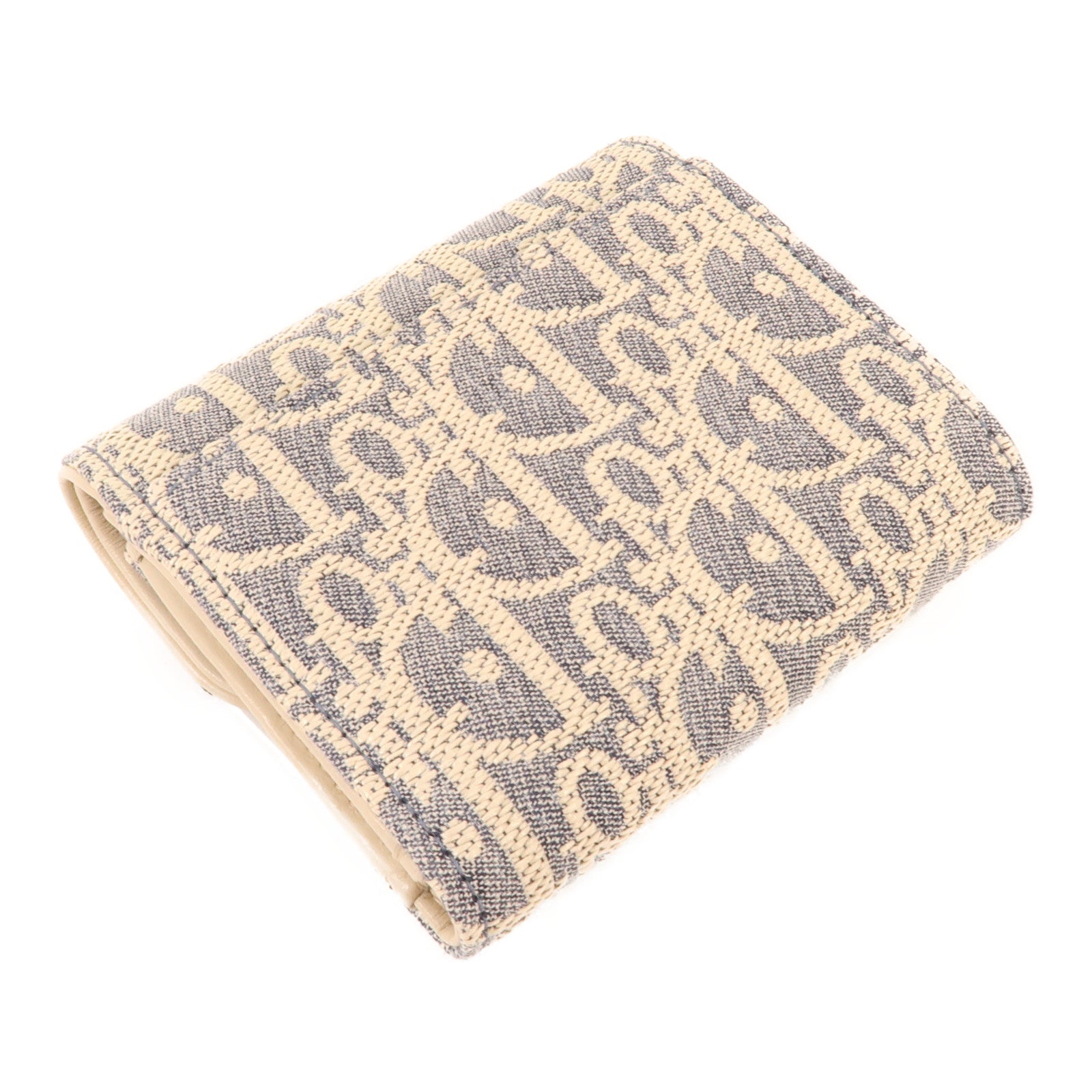 Dior 帆布Saddle Lotus金扣錢包