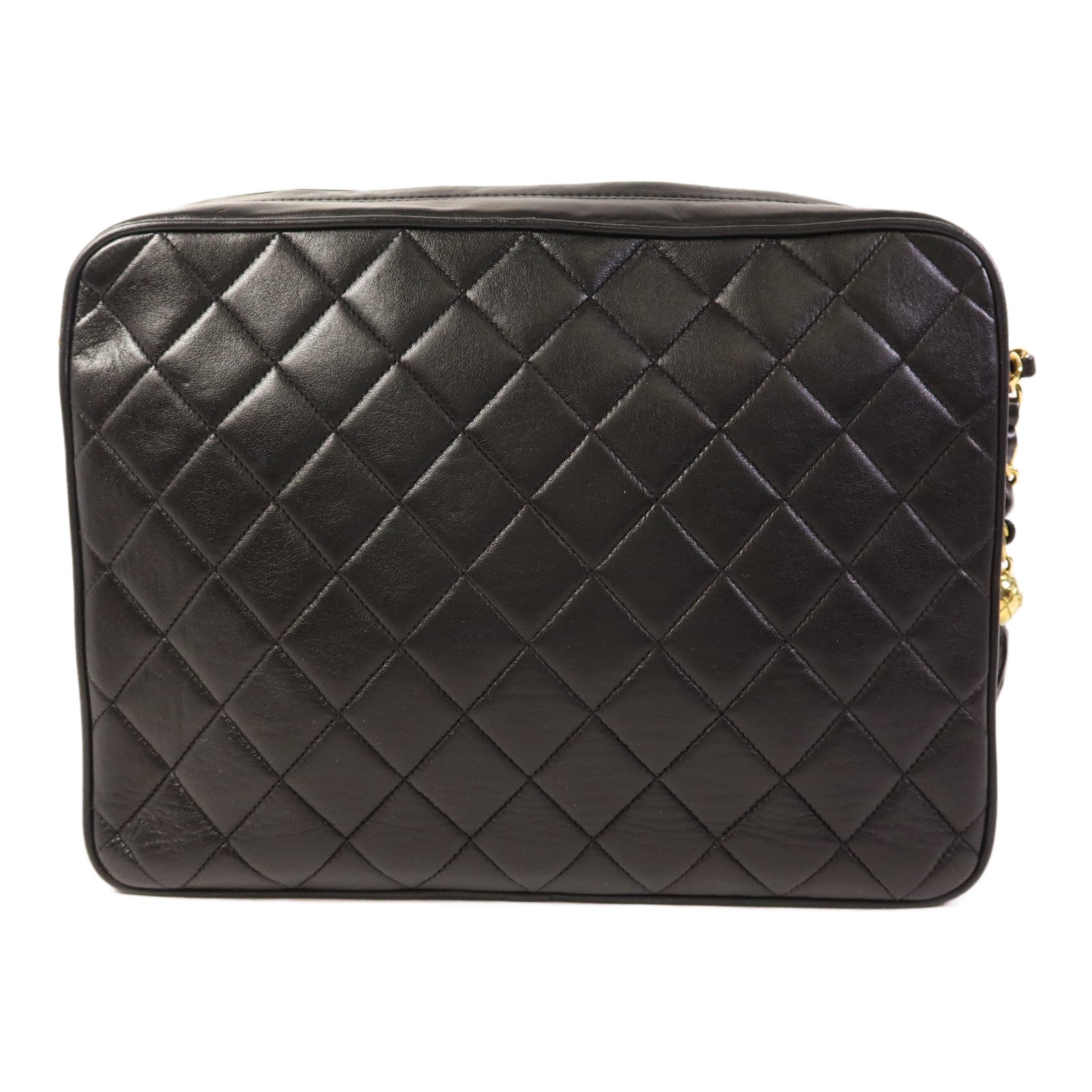 CHANEL 羊皮皮革Chain Shoulder金扣鏈帶肩背袋