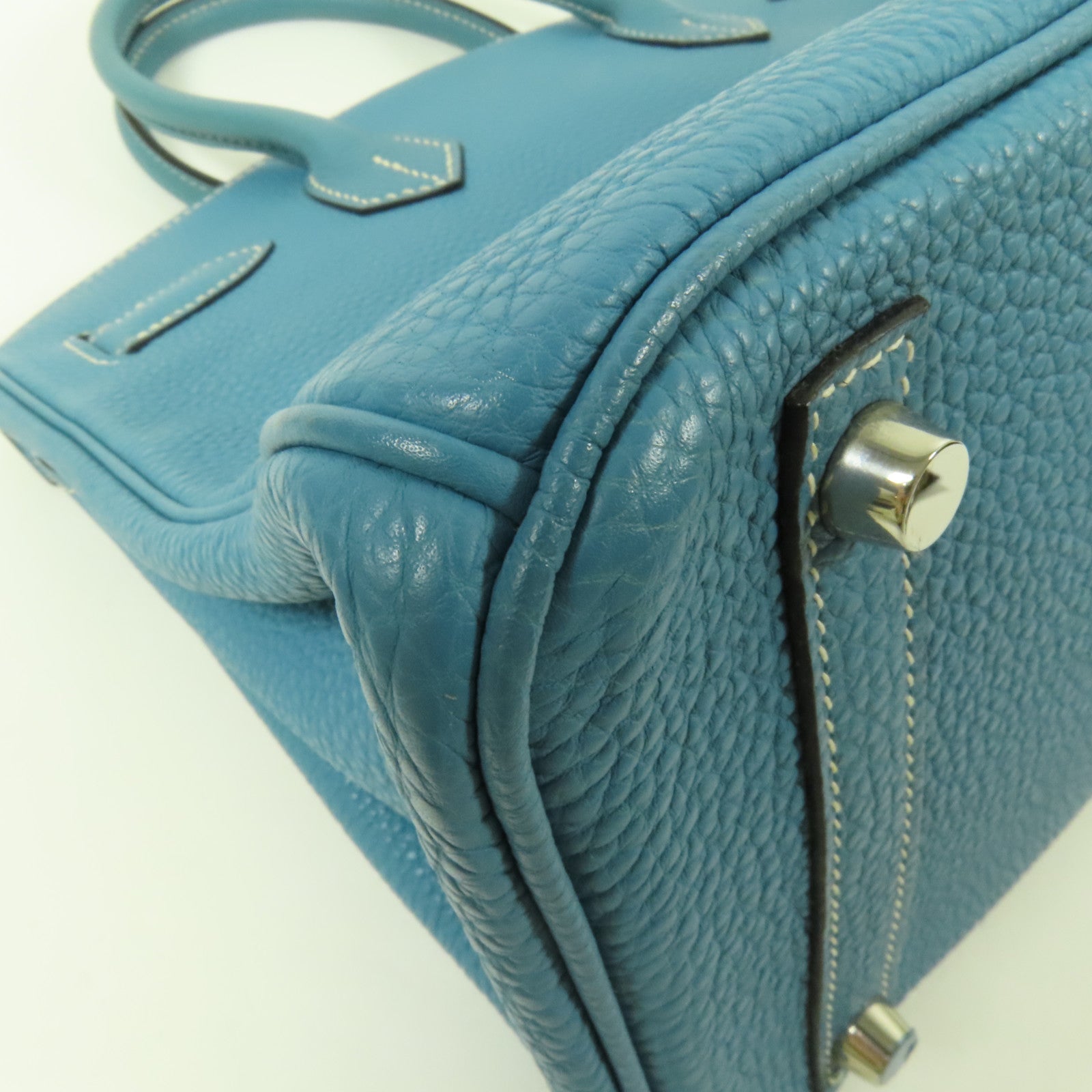 HERMES Togo皮革Birkin 30銀扣手挽袋Blue Jean
