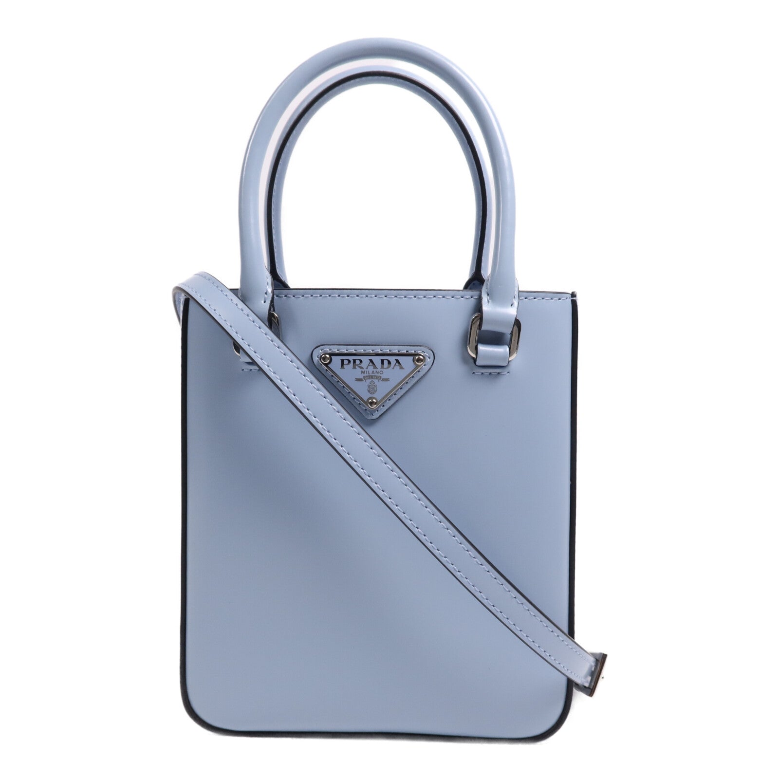 PRADA 牛皮皮革2 Way Shoulder Bag銀扣手挽肩背兩用袋