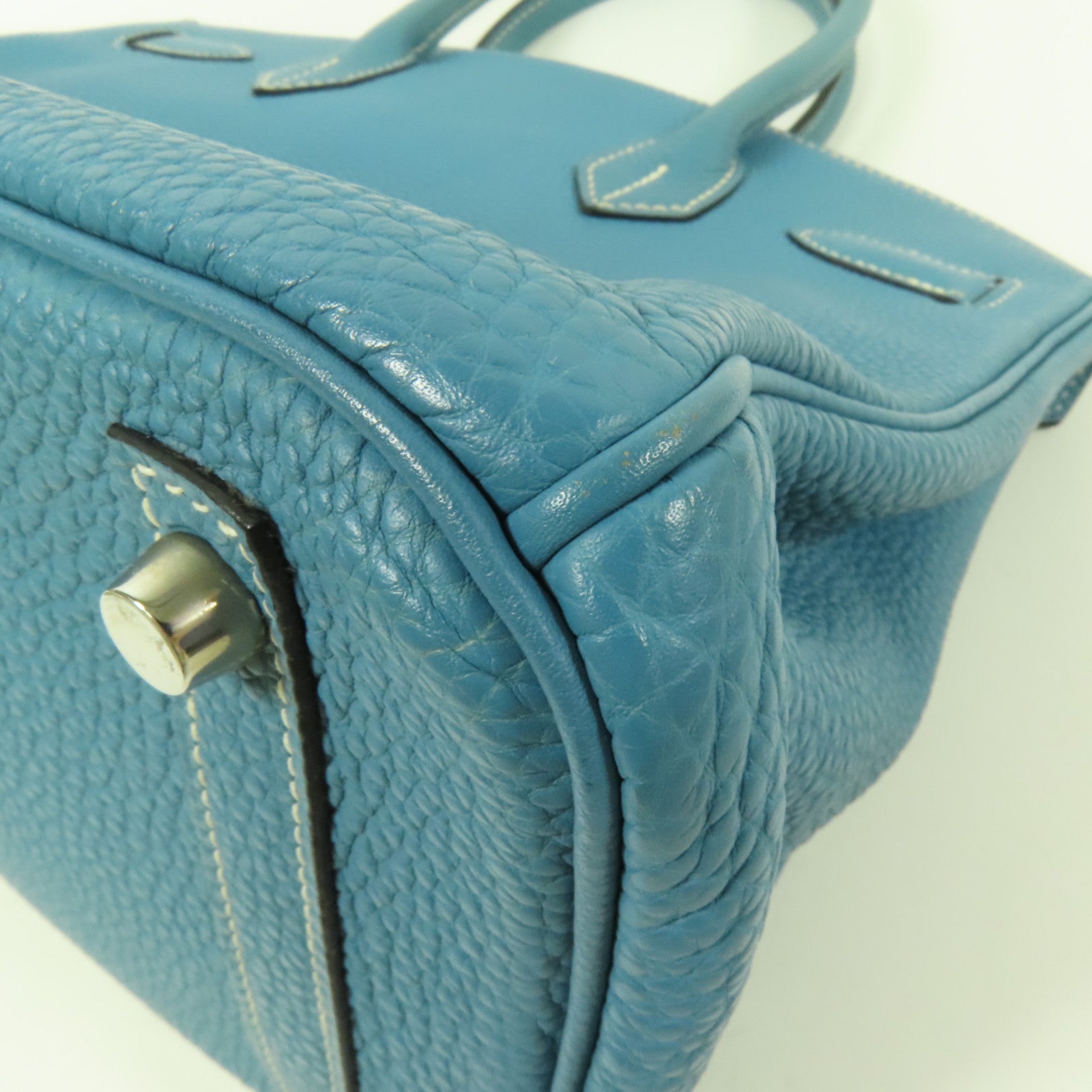 HERMES Togo皮革Birkin 30銀扣手挽袋Blue Jean