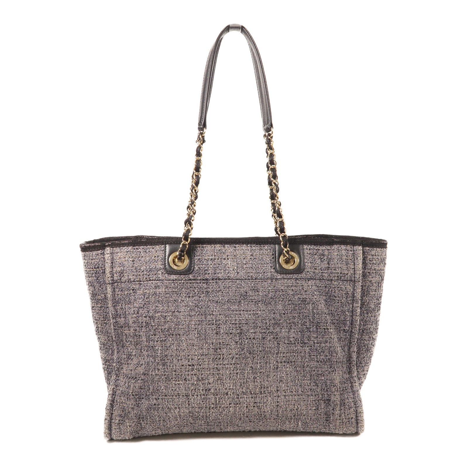 CHANEL Straw Deauville Tote金扣鏈帶肩背袋