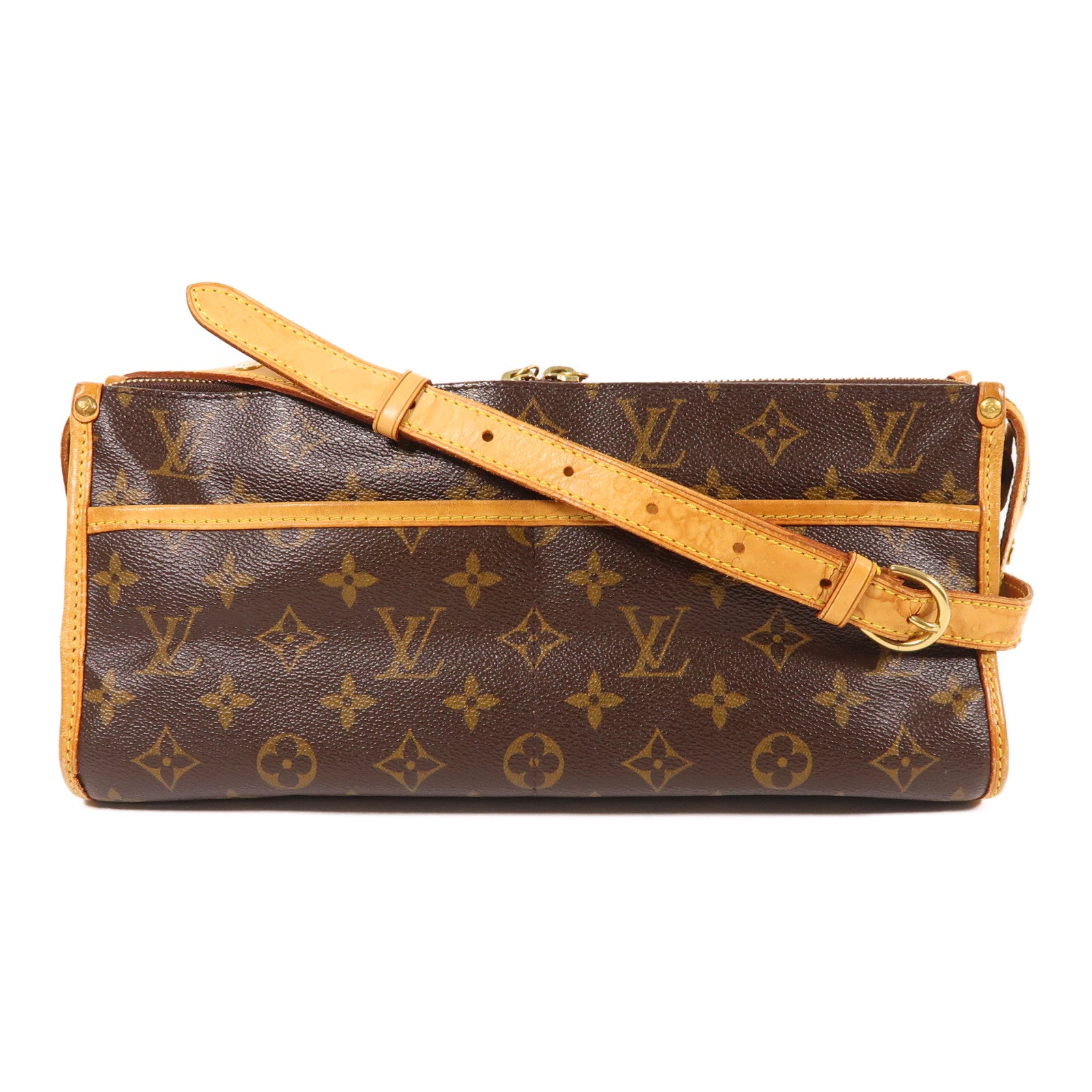LOUIS VUITTON Monogram Popincourt Long金扣肩背袋棕色