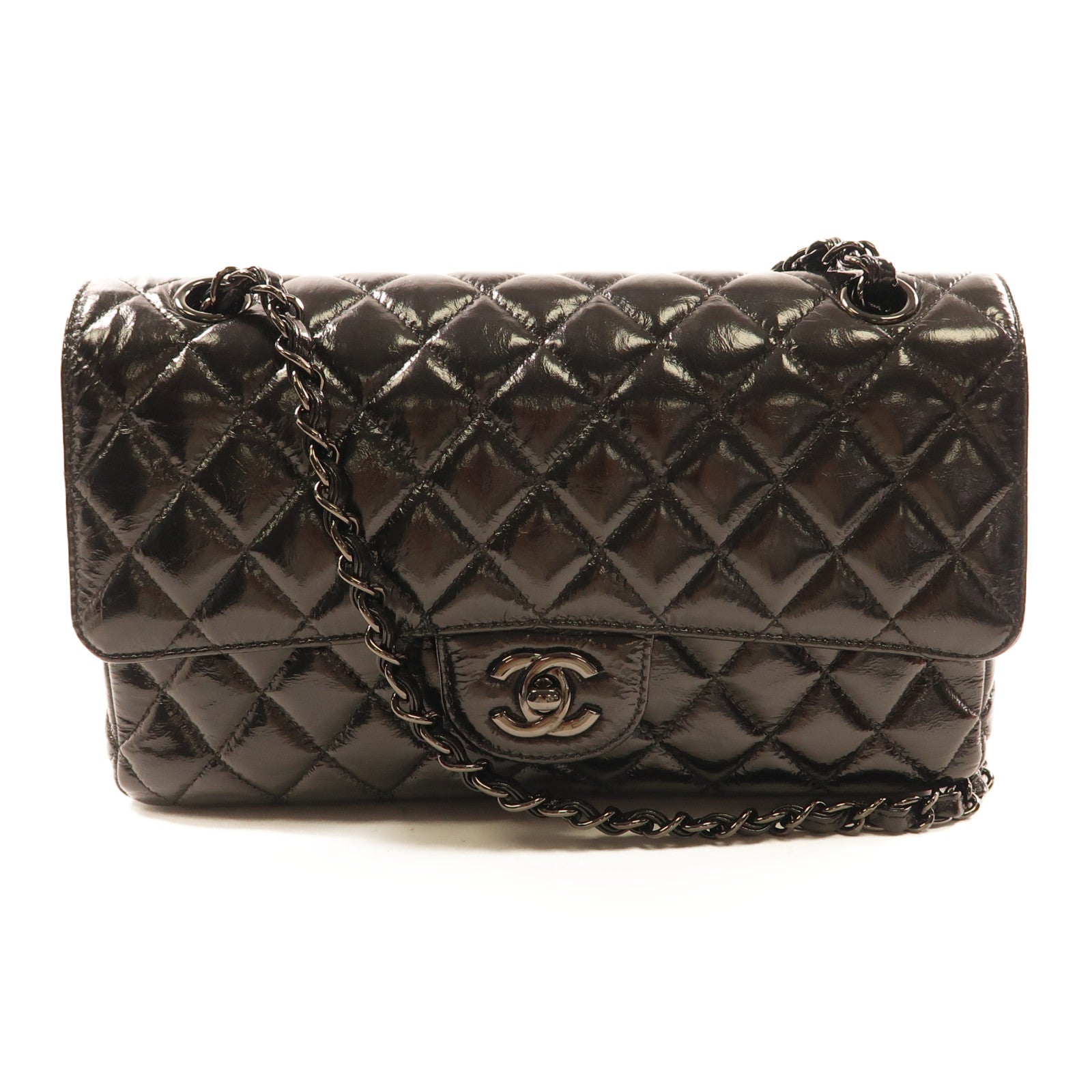 CHANEL 【激減優惠】牛皮皮革Classic Flap 25cm黑扣鏈帶肩背袋