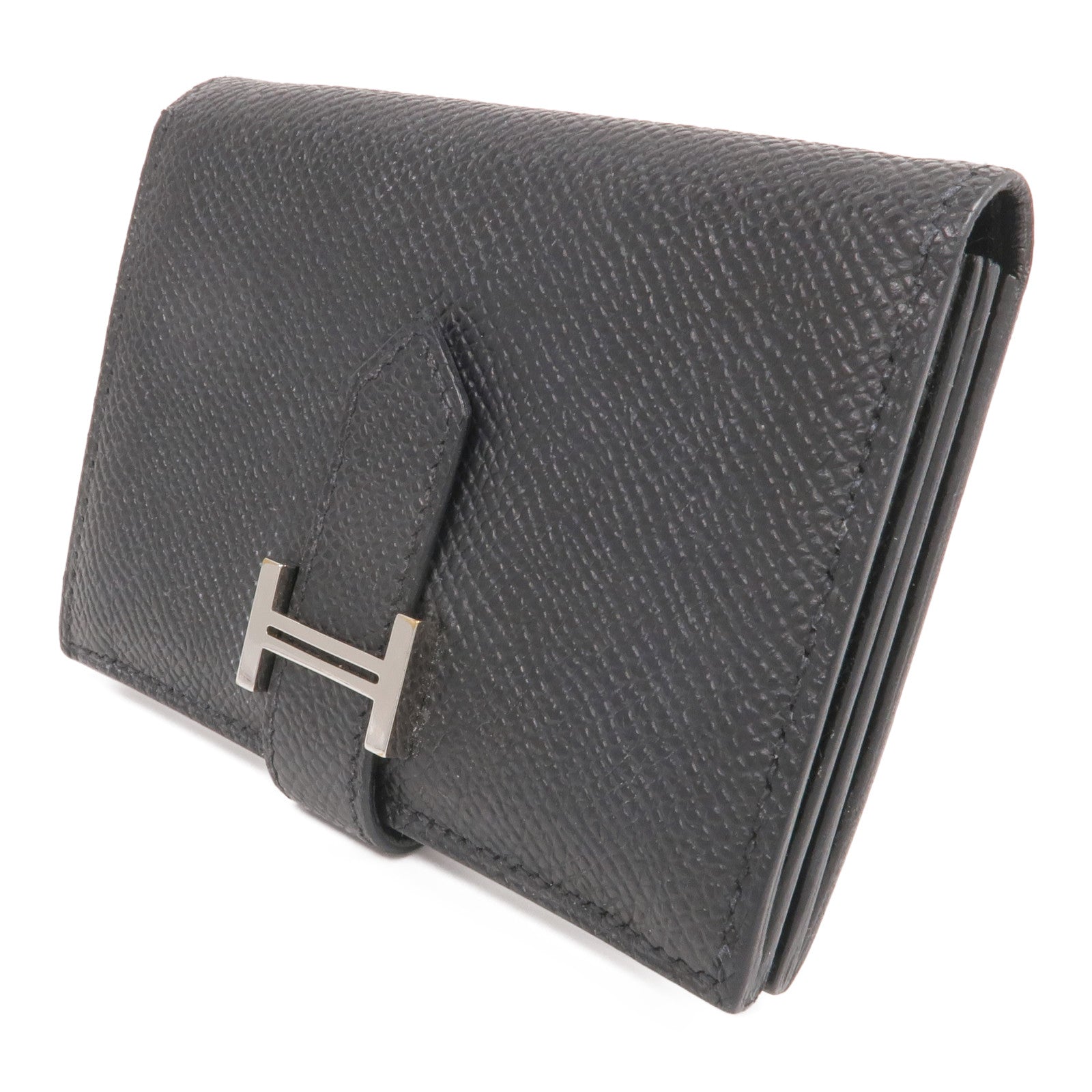 HERMES Epsom皮革Bearn Card Holder銀扣卡片套Noir