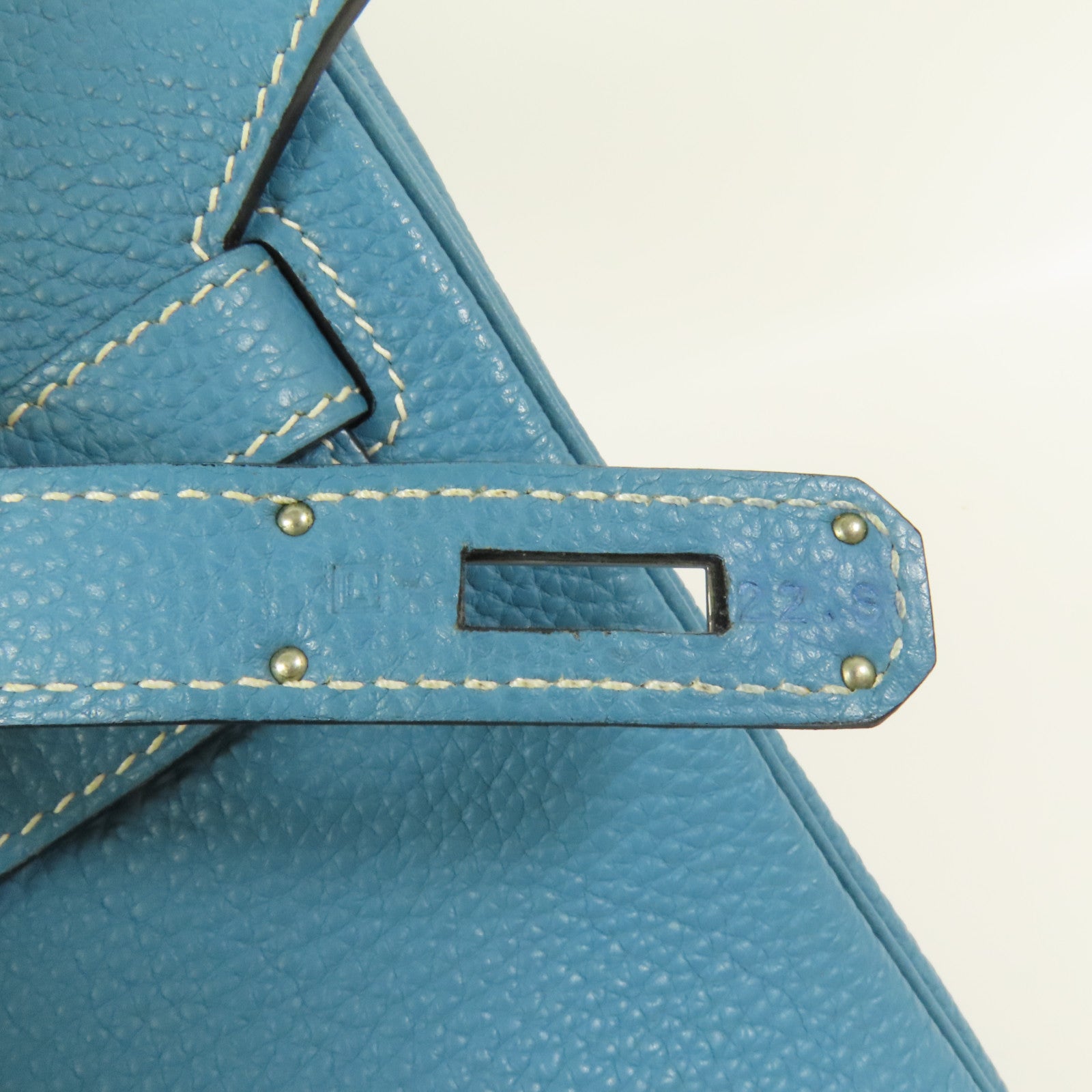 HERMES Togo皮革Birkin 30銀扣手挽袋Blue Jean