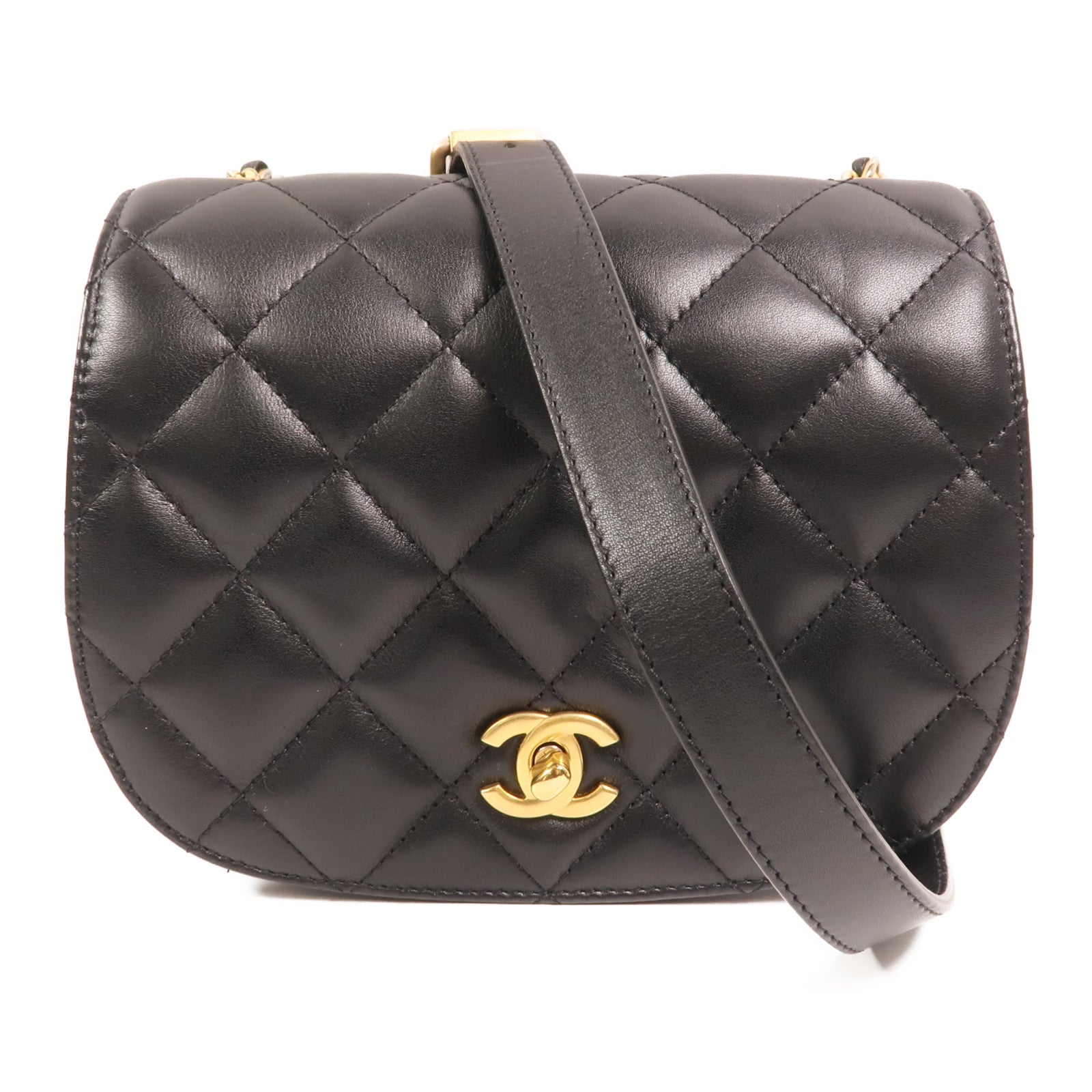 CHANEL 【激減優惠】牛皮皮革Chain Shoulder金扣鏈帶肩背袋