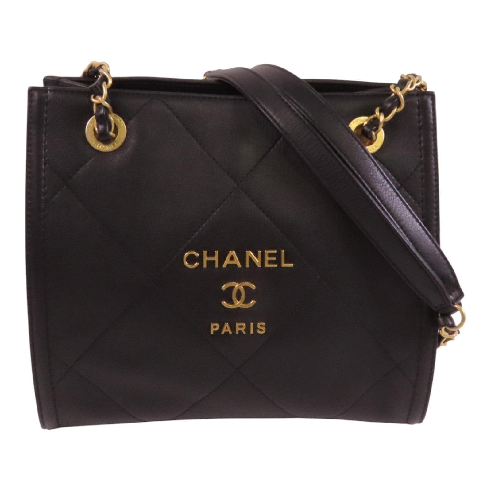 CHANEL 羊皮皮革Matelasse金扣鏈帶肩背袋