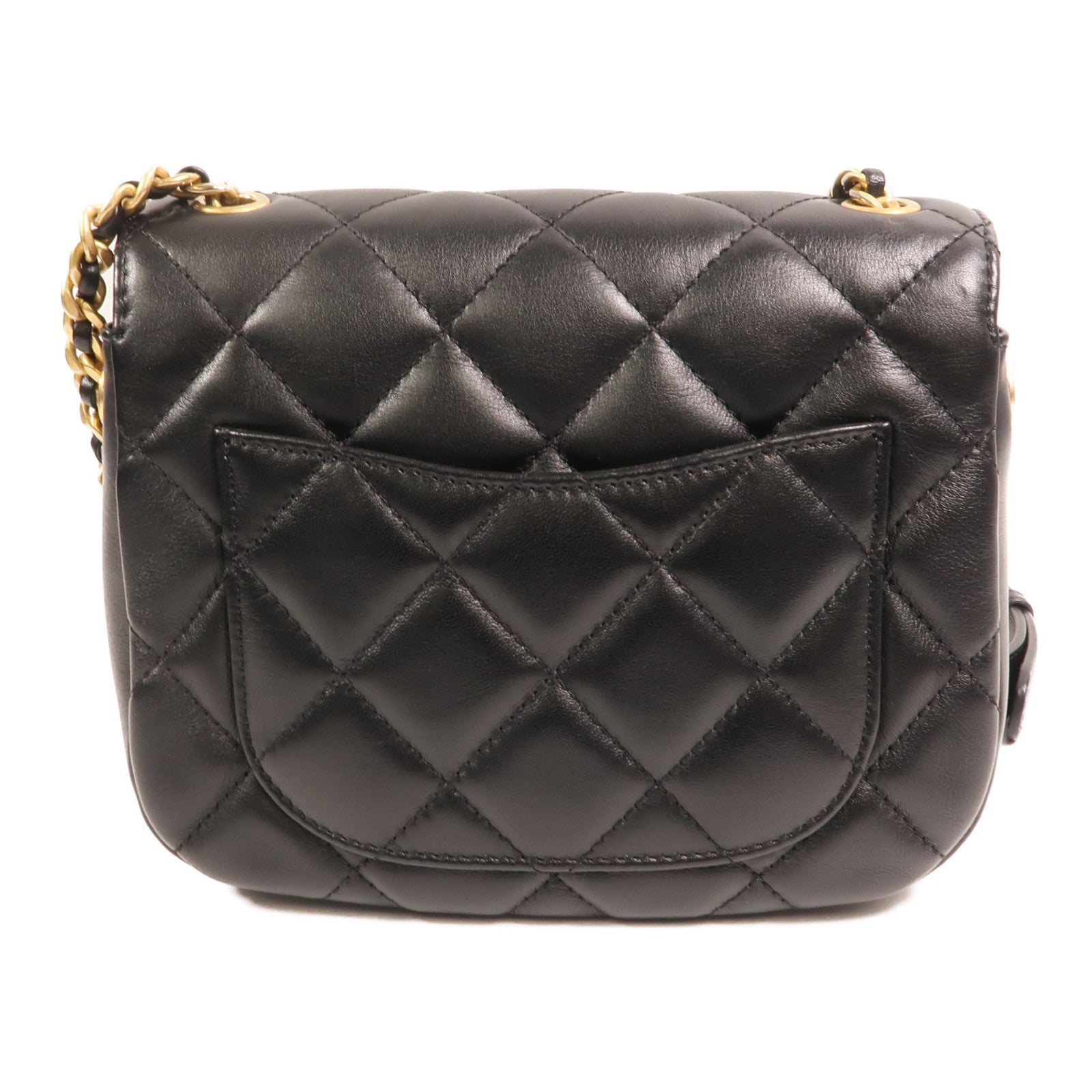 CHANEL 牛皮皮革Chain Shoulder金扣鏈帶肩背袋