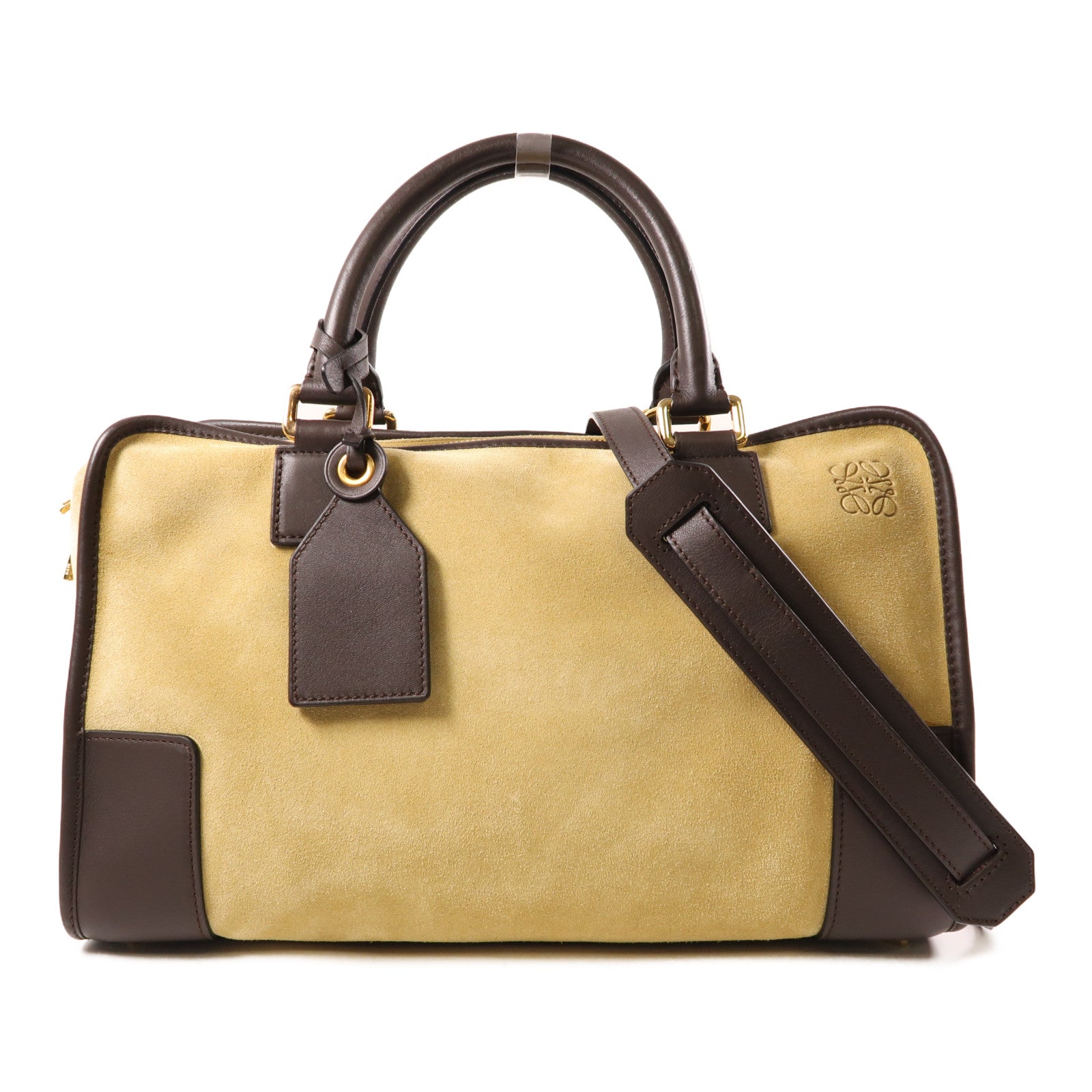 〜ASA〜新品未使用　LOEWE 手袋 LOEWE 麂皮皮革/牛皮皮革Amazona金扣手挽肩背兩用袋棕色– Brand