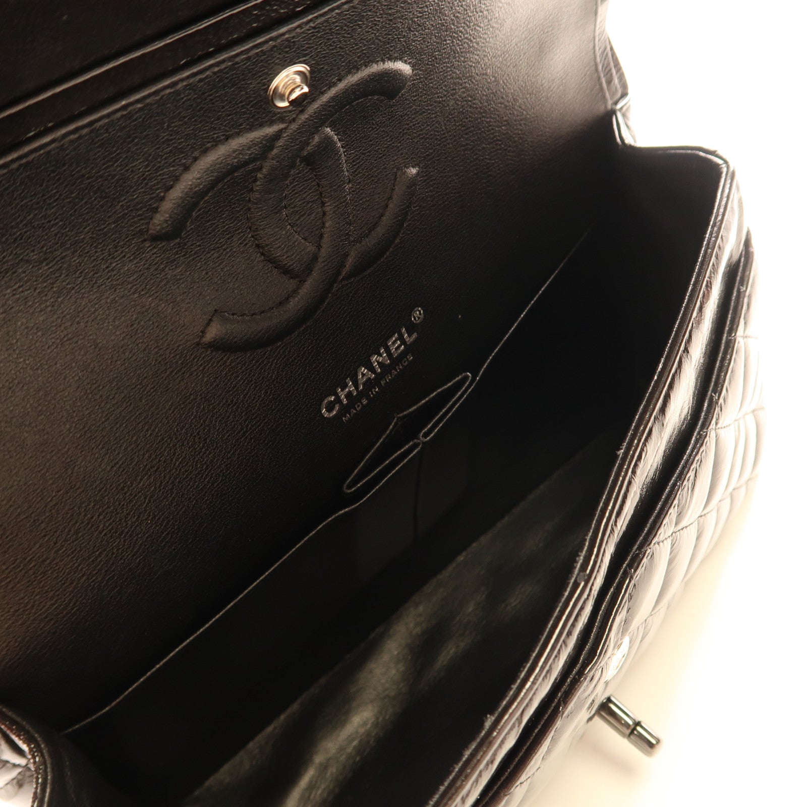 CHANEL 【激減優惠】牛皮皮革Classic Flap 25cm黑扣鏈帶肩背袋